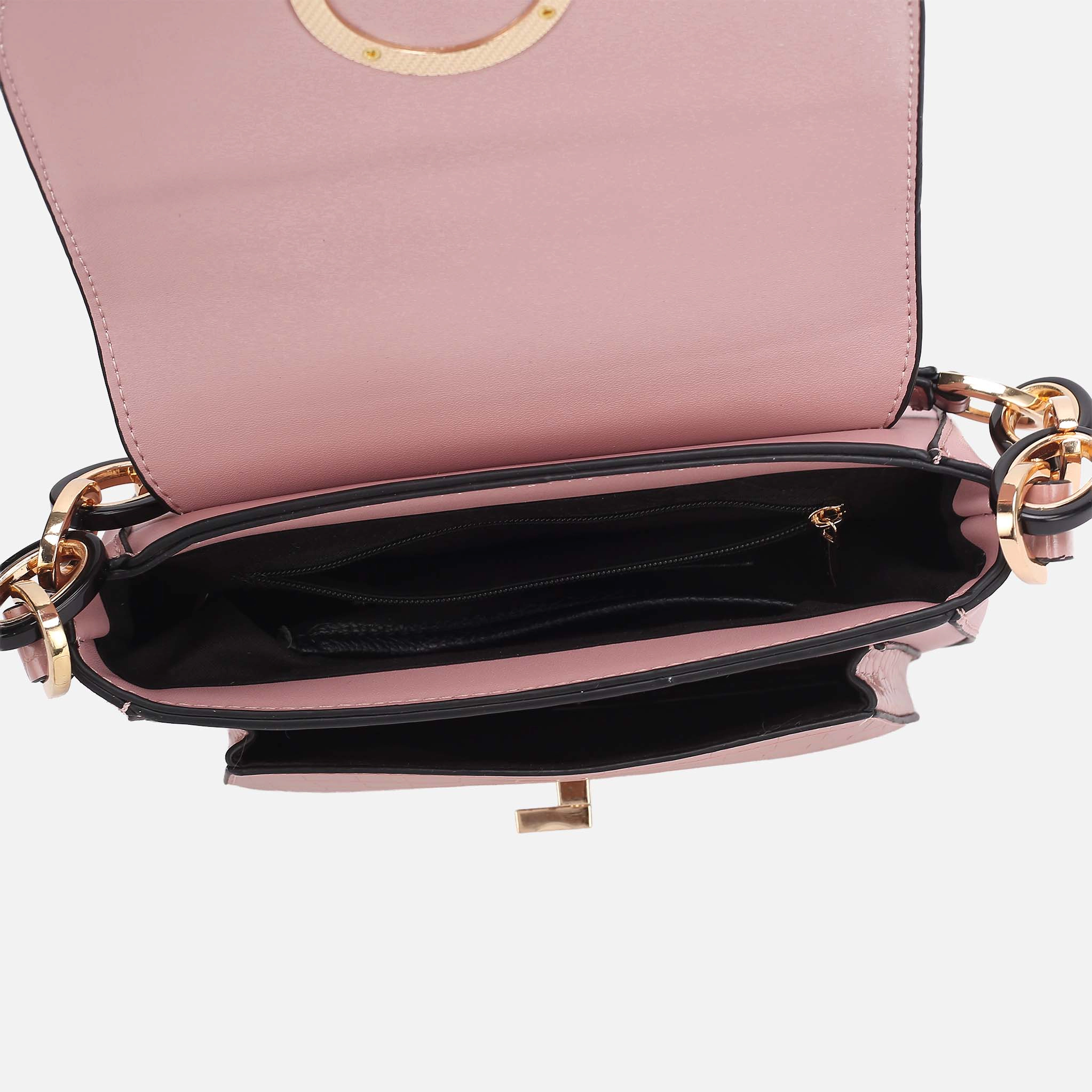 Mia K Collection Structured Vegan Leather Crossbody Bag - Gold Hardware