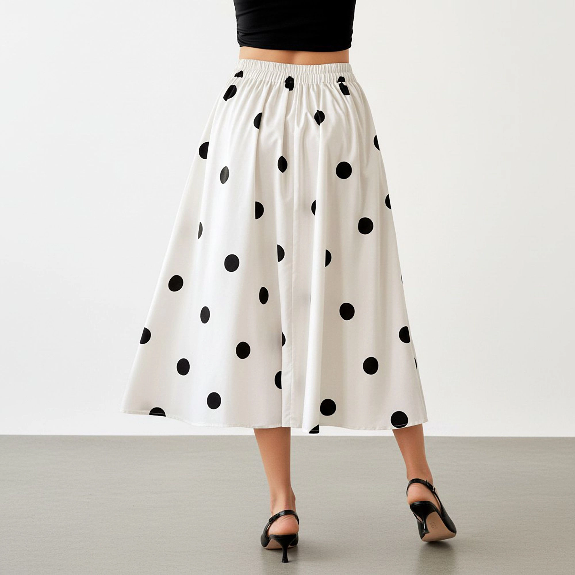 Anna-Kaci Womens Polka Dot Button-Front A-Line Midi Skirt