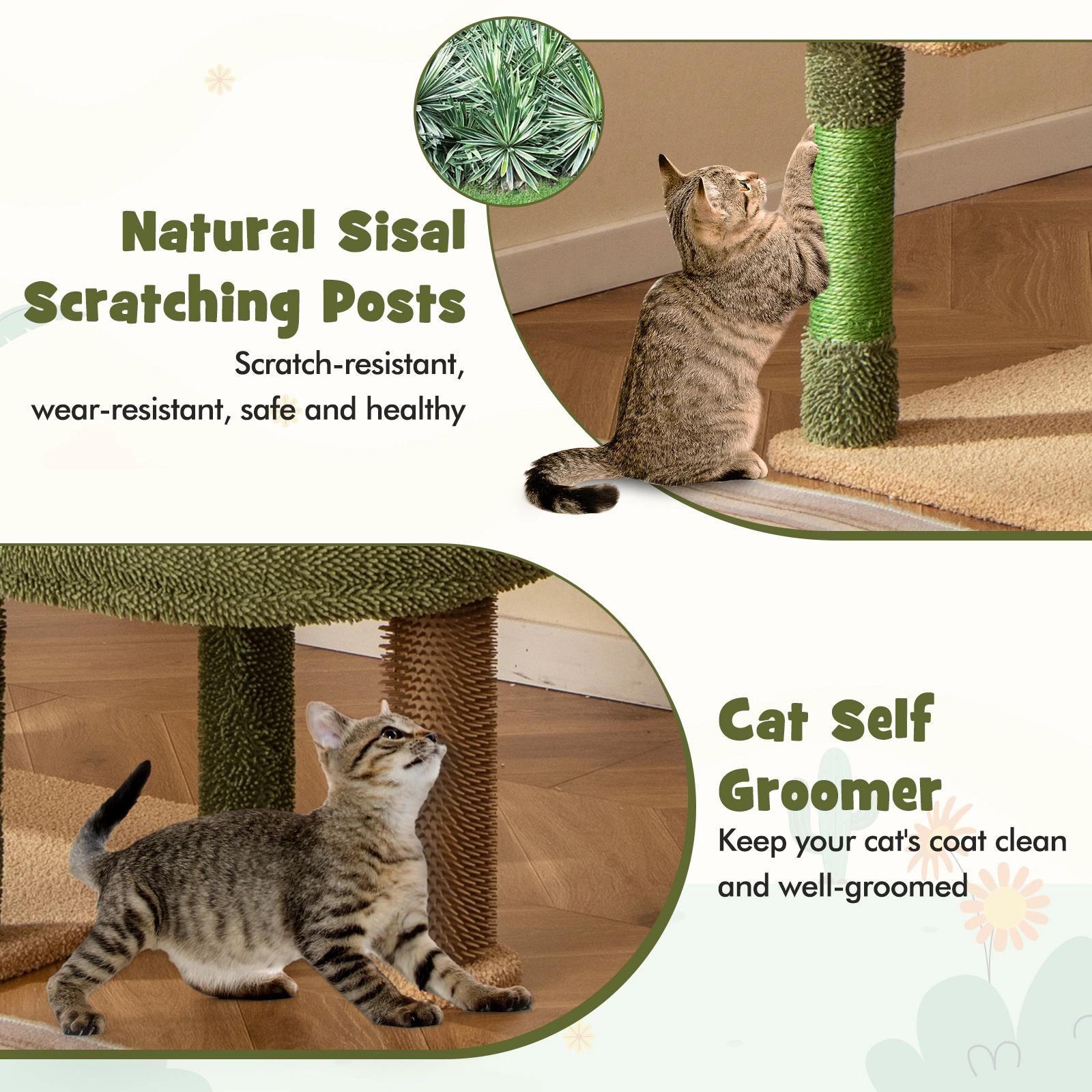 SlickBlue Multi Level Cactus Cat Tree with Condo and Scratching Posts