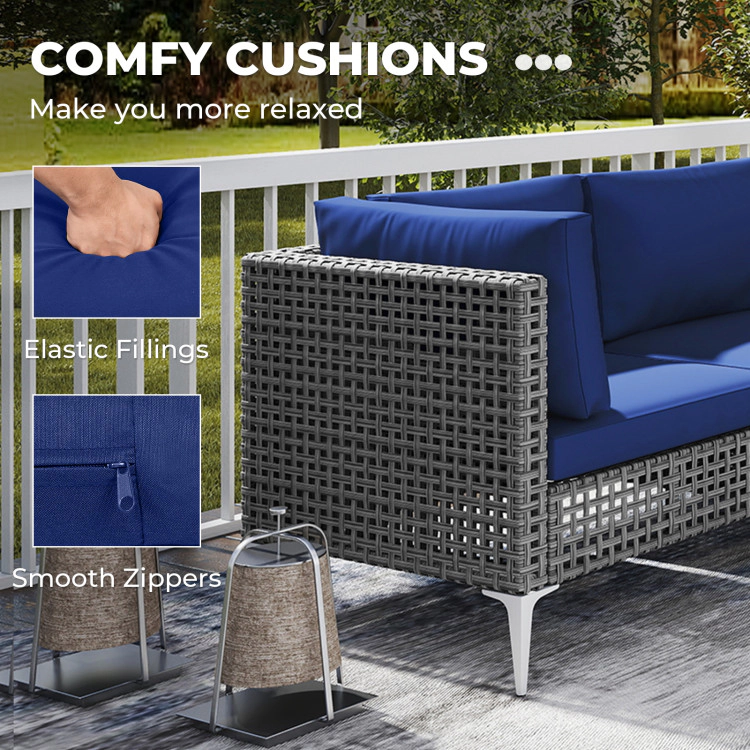 Hivvago 7 Piece Outdoor Furniture Set Wicker  Chairs with Tempered Glass Coffee Table