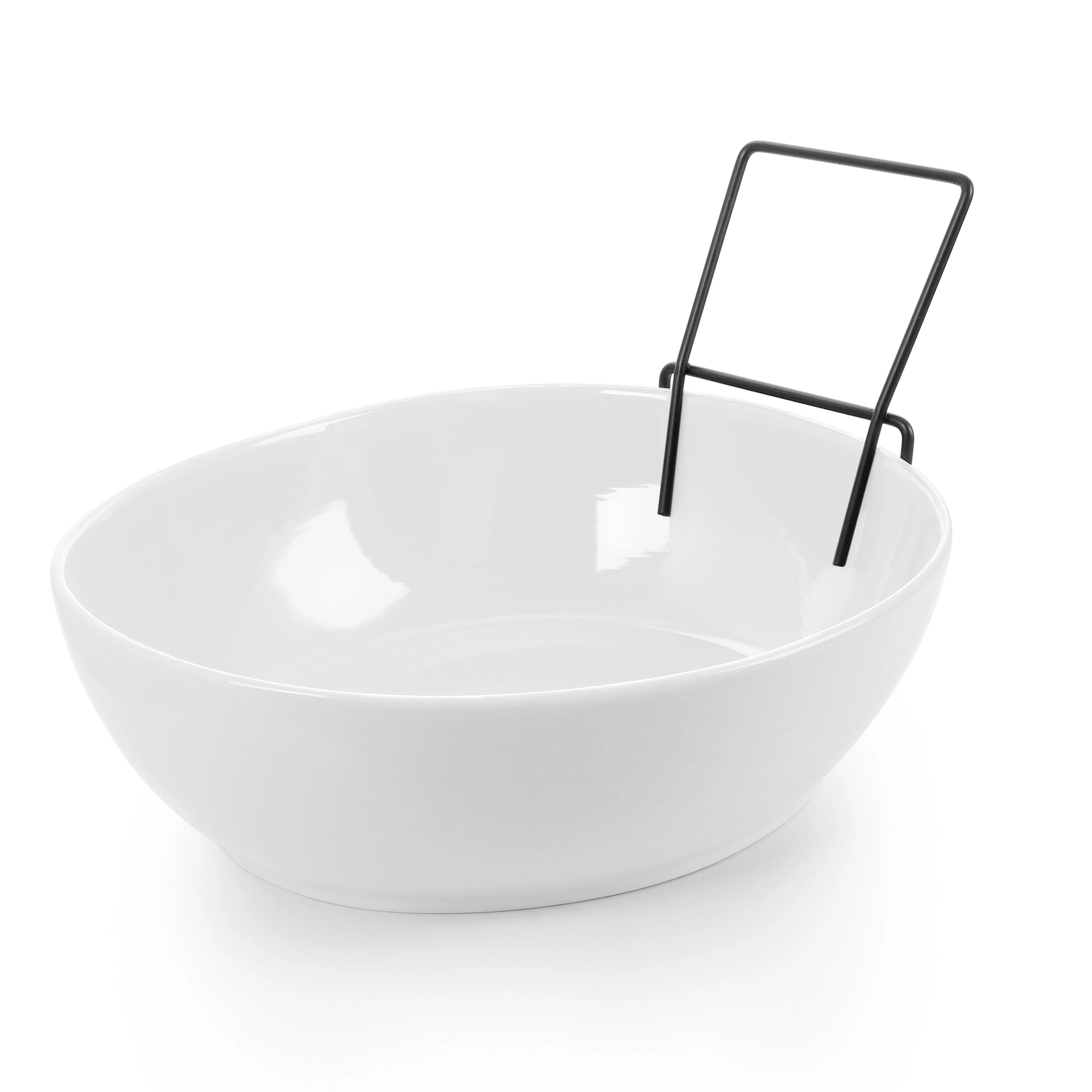 Gibson Gracious Dining 3 Piece 2 Tier Fine Ceramic Chip and Dip Serving Set in White