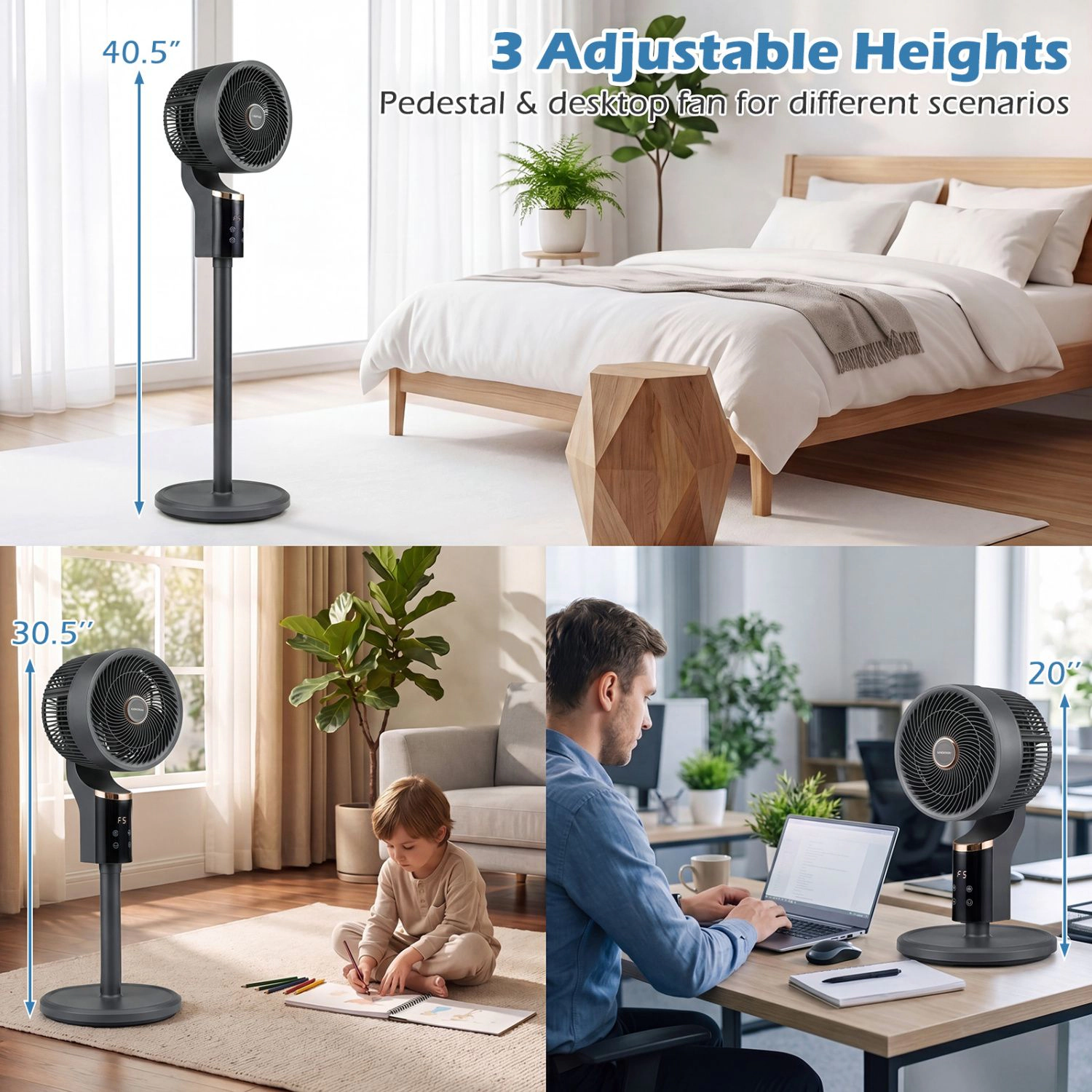 SlickBlue Air Circulator Fan for Bedroom, Office and Living Room with Wide Angle Oscillation