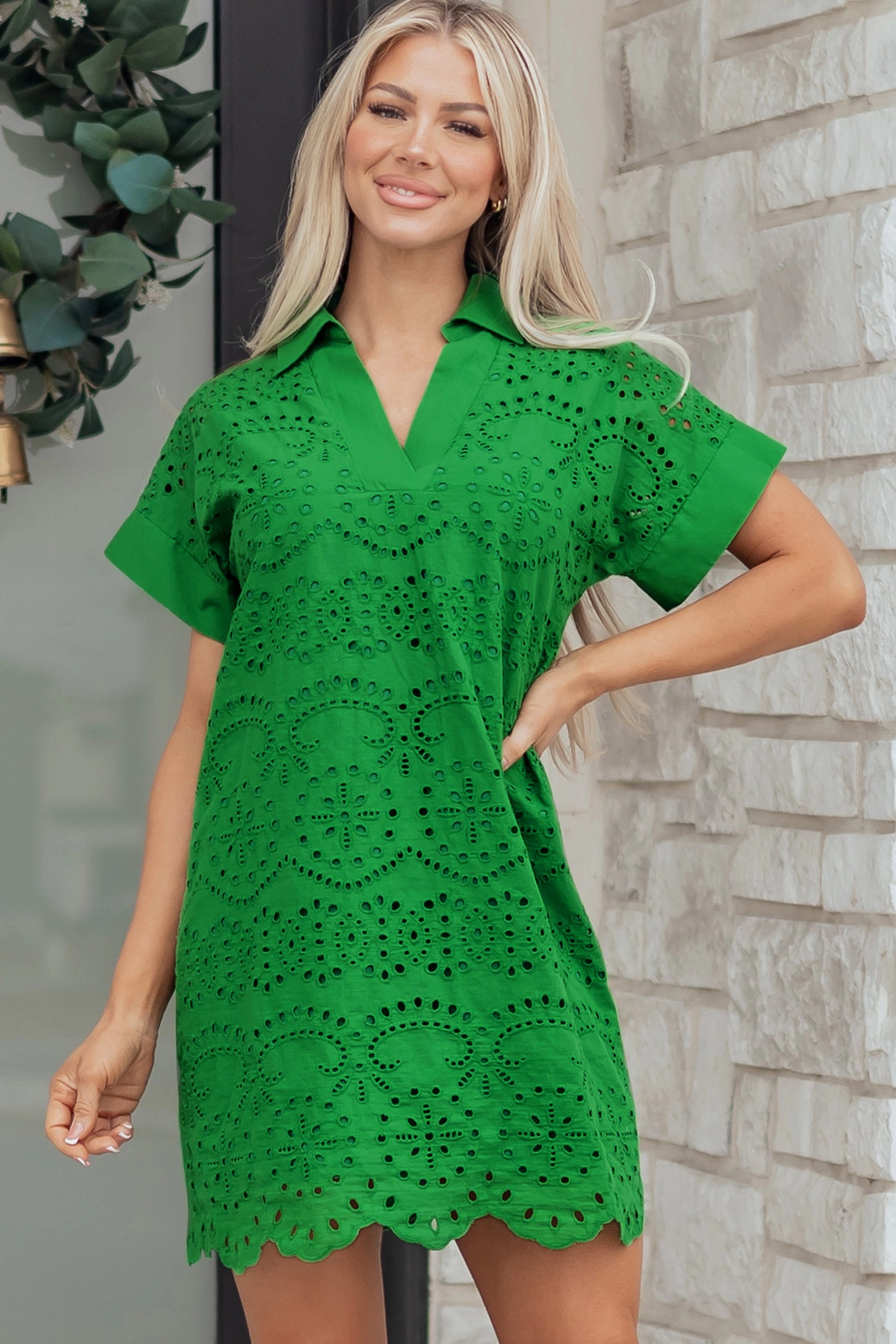 Threaded Pear Women's Celine Eyelet Embroidered T Shirt