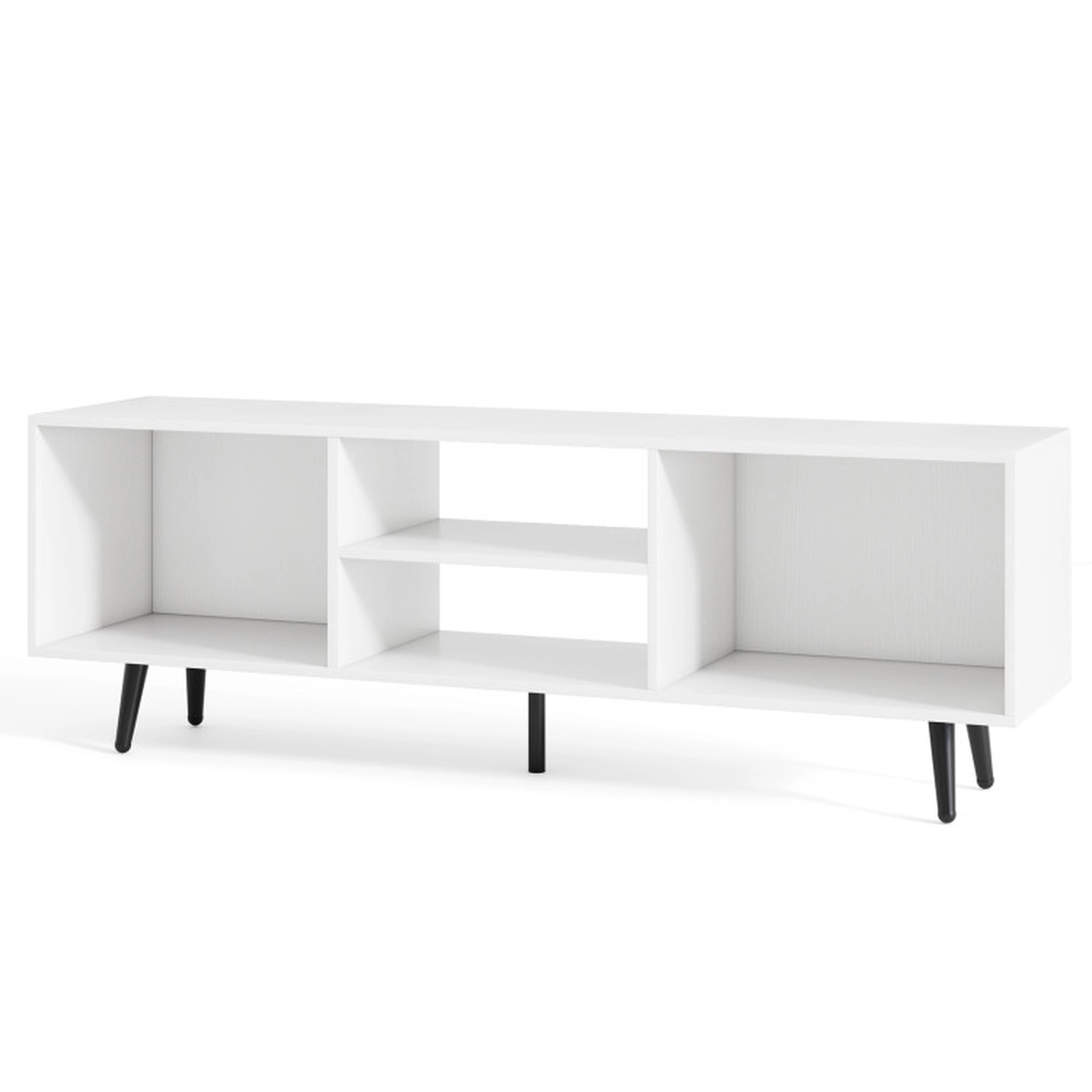 SUGIFT TV Stand for 55-Inch TV with 132-lb Countertop Capacity Compartments and Metal Legs White