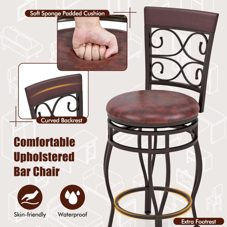 Hivvago Set of 2 Counter-Height Stools with Backrest and 26-Inch Seating Height