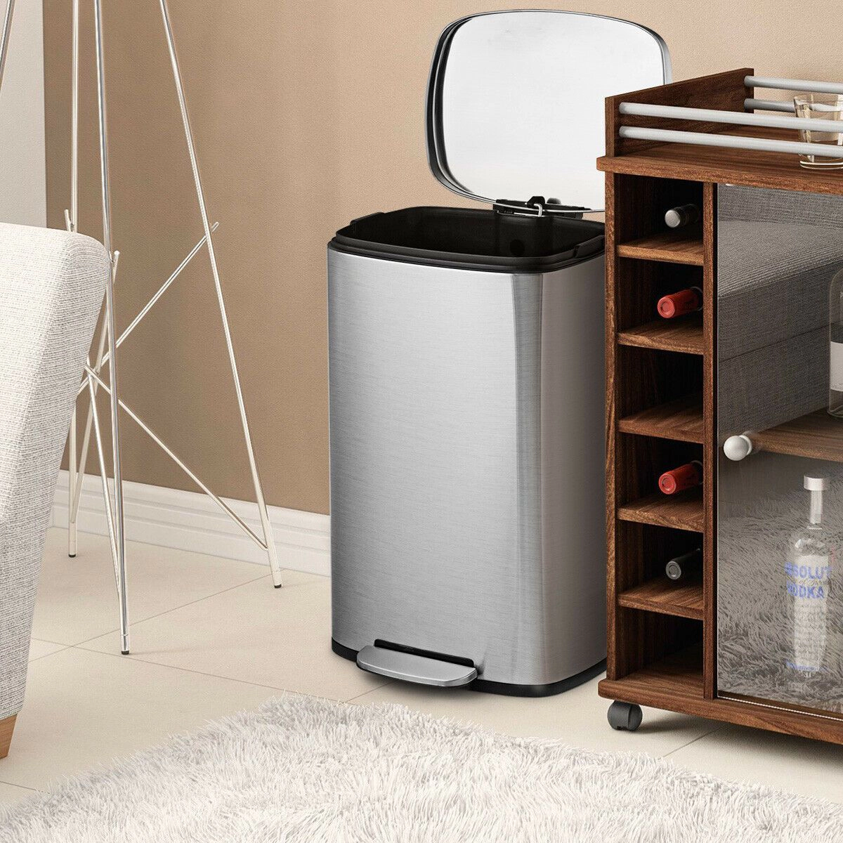 SlickBlue 13.2 Gallon Stainless Steel Kitchen Trash Can