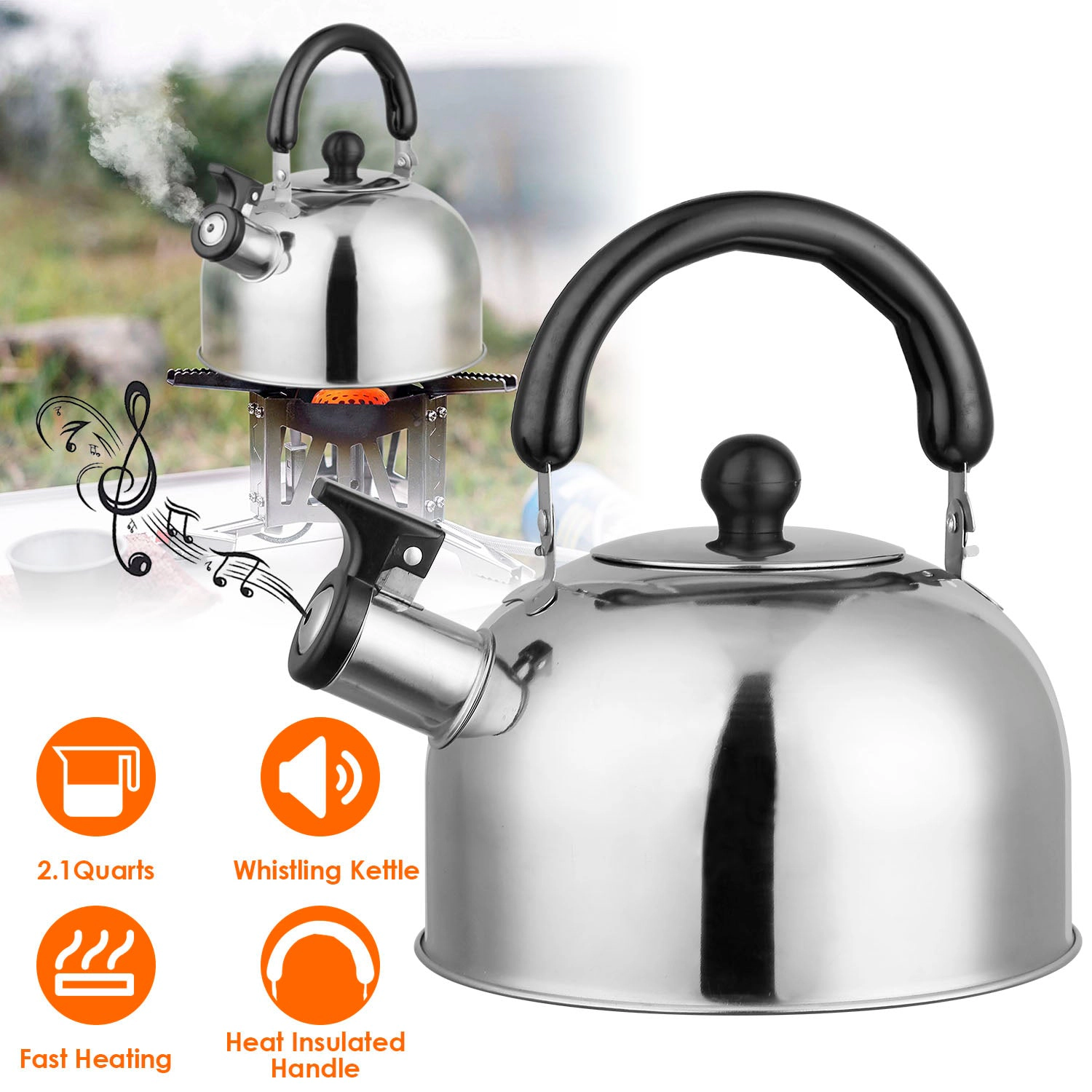 GBruno Stainless Steel Whistling Tea Kettle