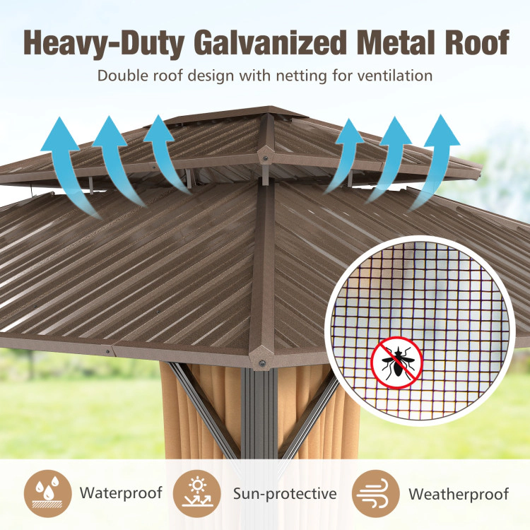 Hivvago 14 x 12 FT Hardtop Gazebo Outdoor Pergola for Patio Garden Deck Lawn Backyard Party Tent