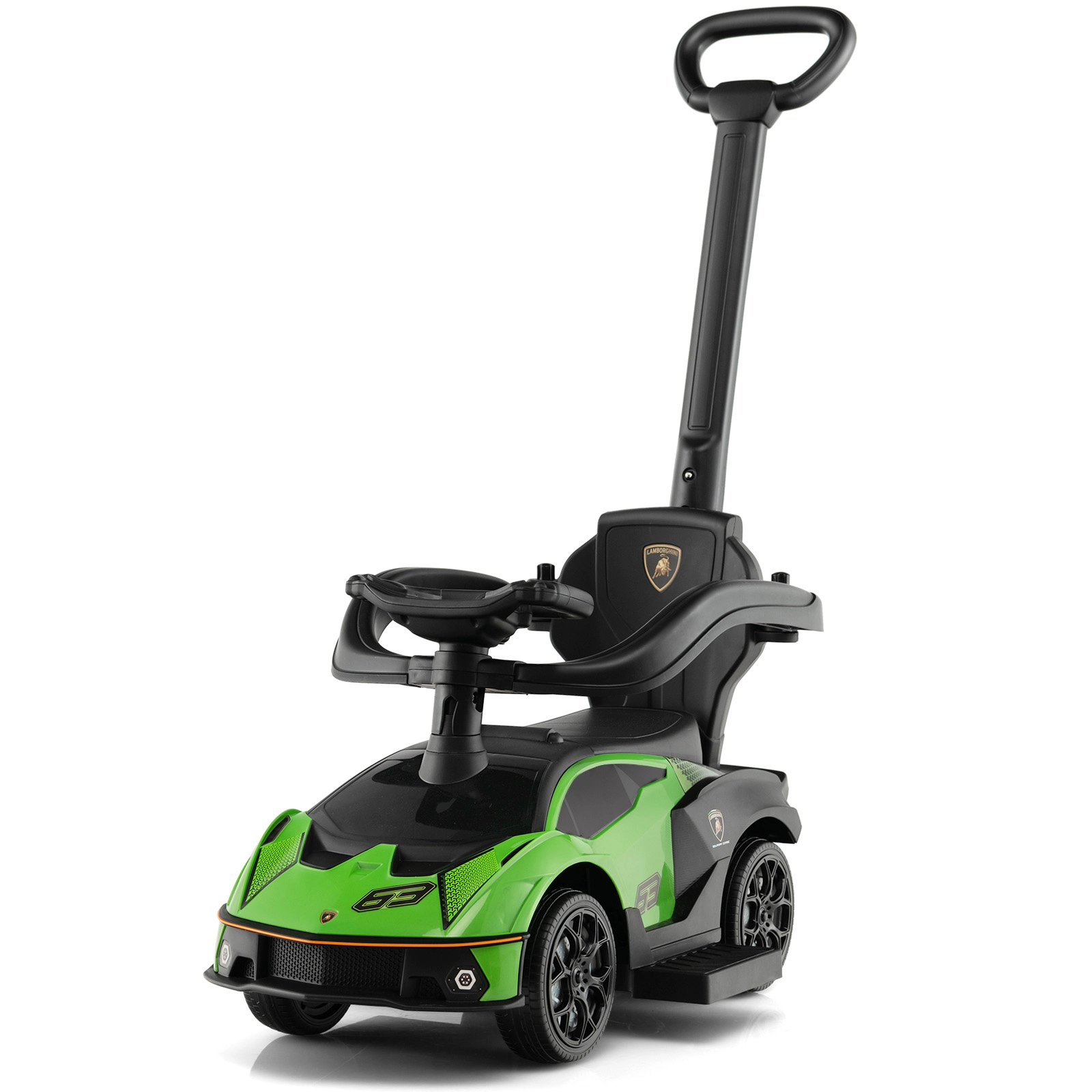 Costway 3-in-1 Licensed Lamborghini Ride on Push Car Stroller Sliding w/ Sound White
