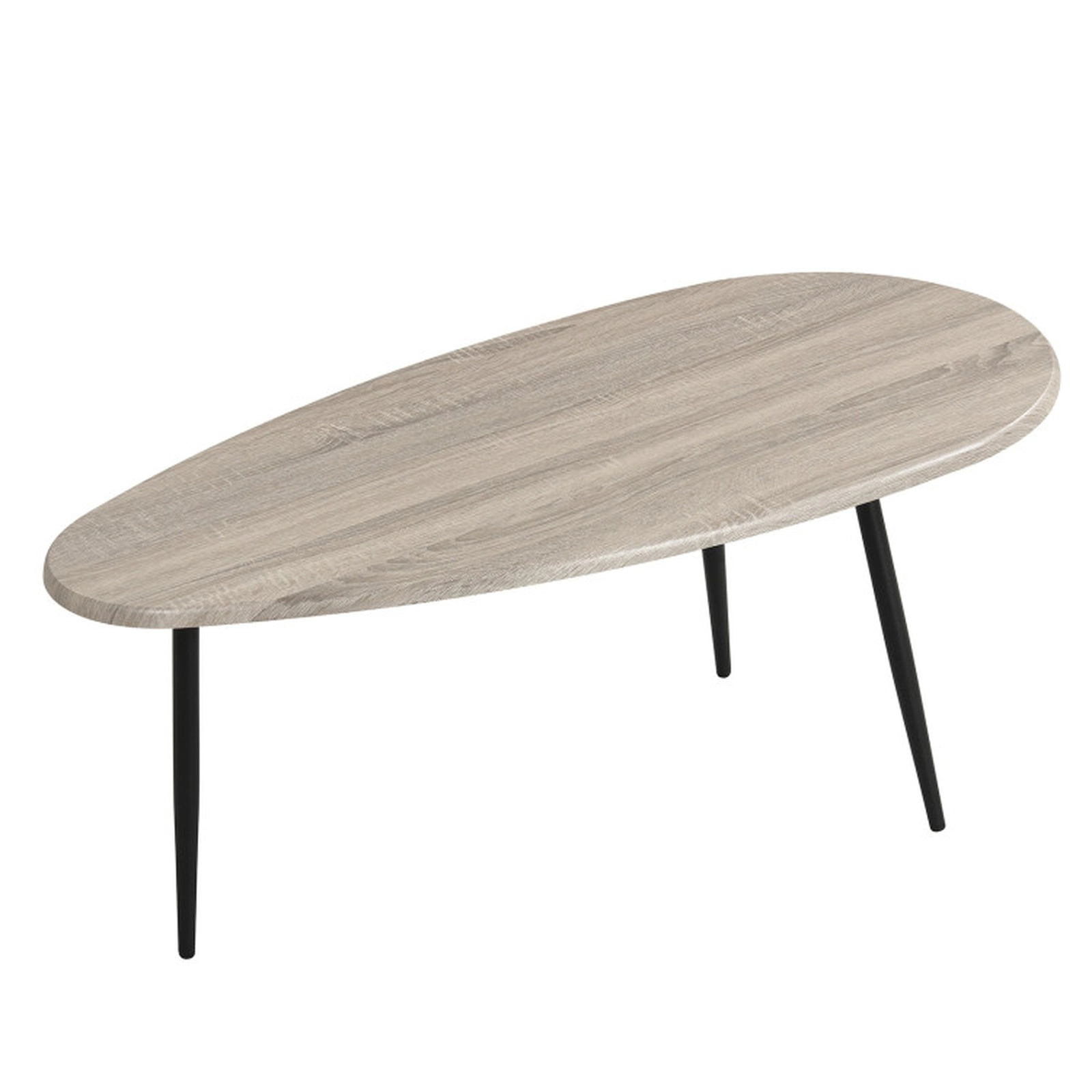 SUGIFT 42.5-in 99-lb Capacity Oval Mid Century Gray Coffee Table with Metal Frame and Adjustable Pads