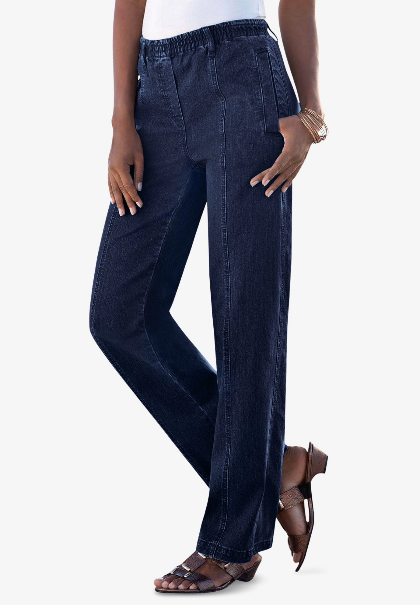 Roaman's Women's Plus Easy-Wear Straight Leg Jean