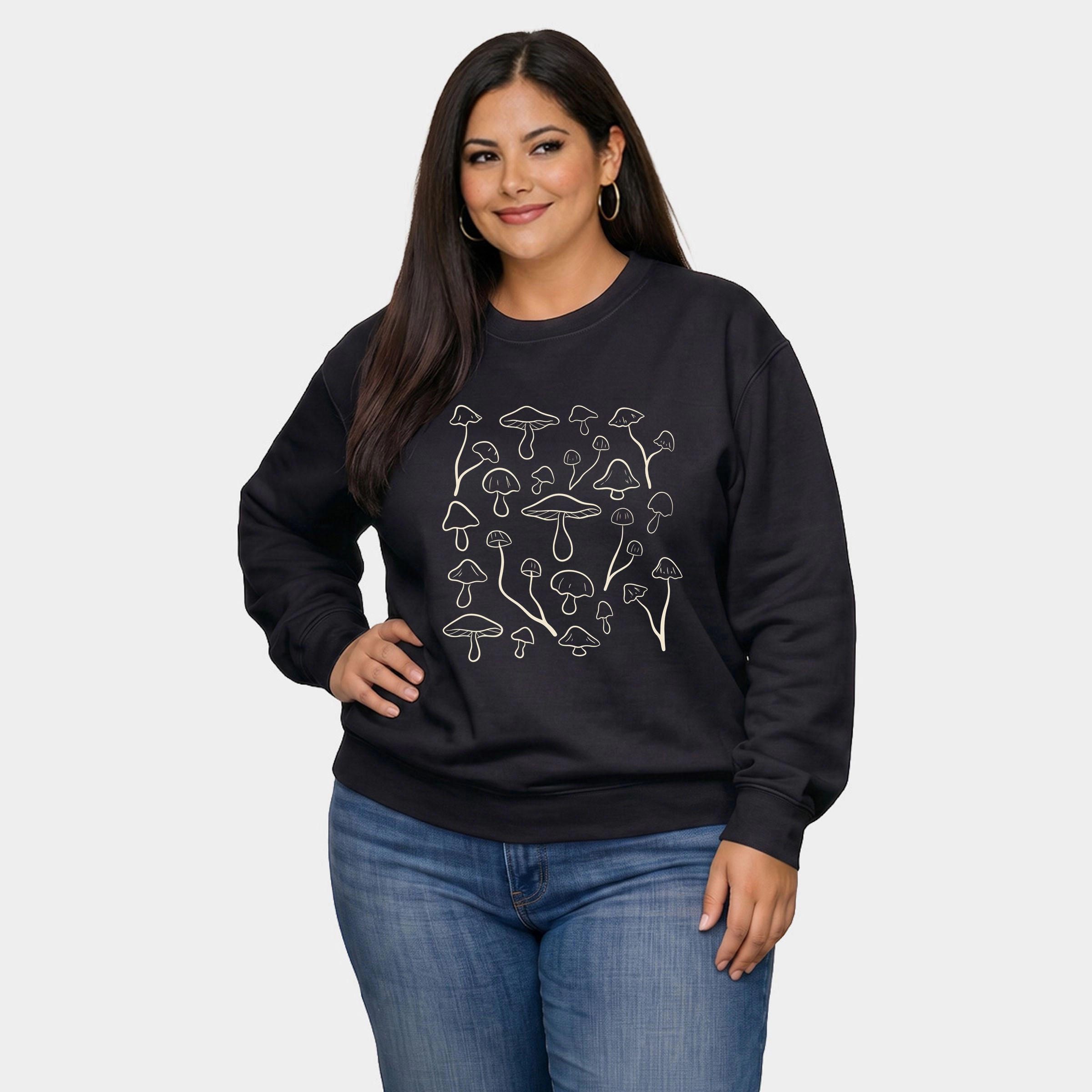 Simply Sage Market - Women's Plus Sized Graphic Sweatshirt Woodland Mushrooms