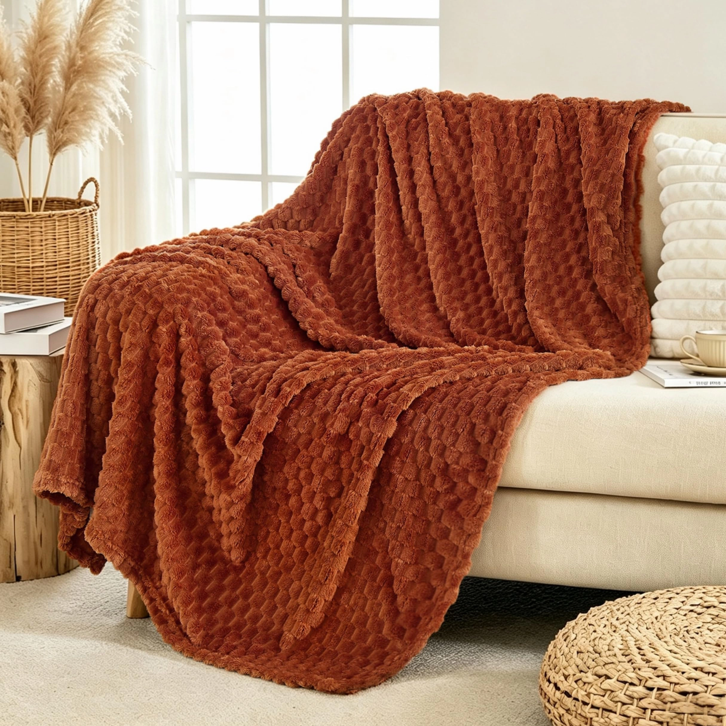 Flannel Throw Blanket 60x80IN 300GSM Fleece Soft Warm Home Decor Bed Adults All Seasons