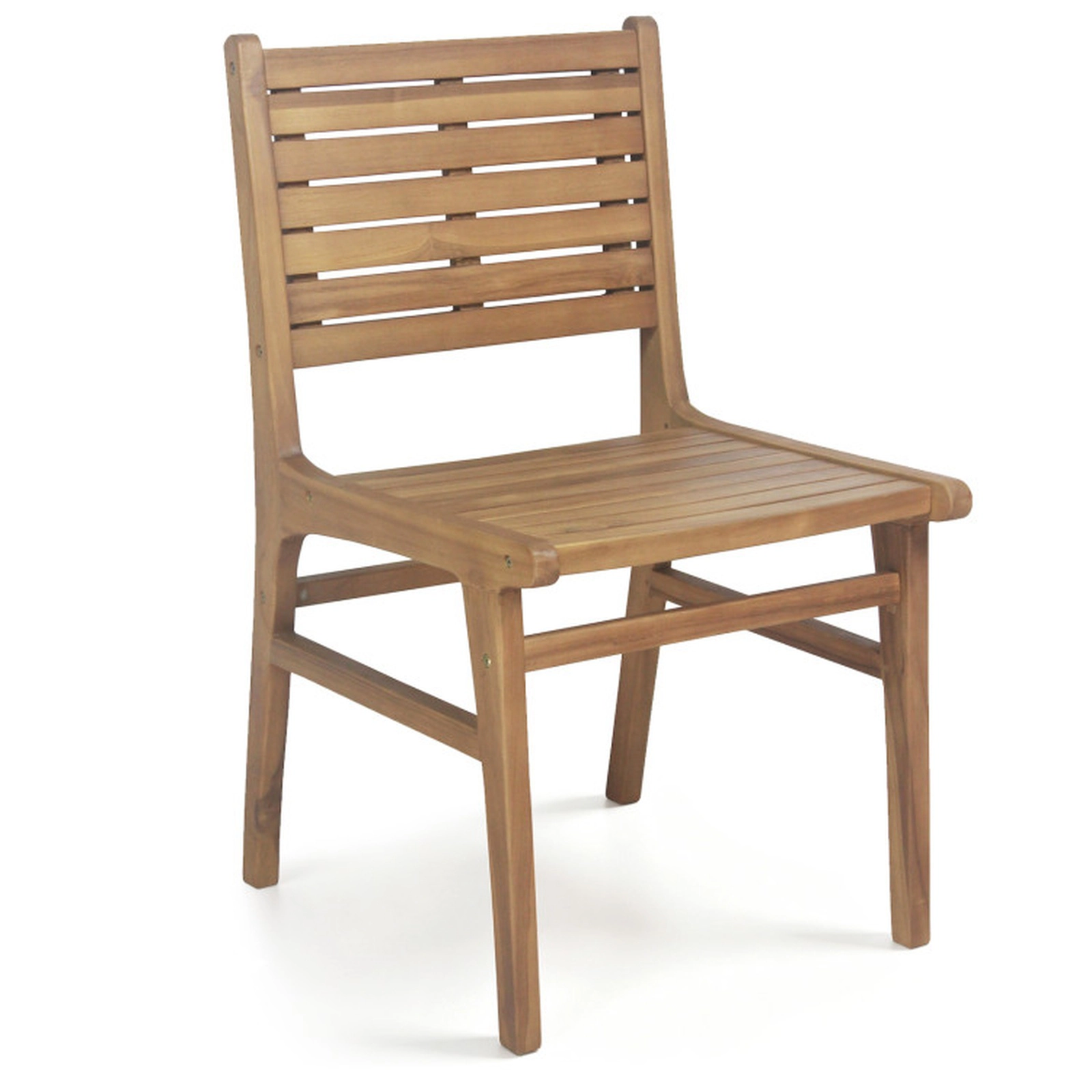 SUGIFT Teak Wood Armless Patio Dining Chair with Slanted Back and Slatted Seat Natural