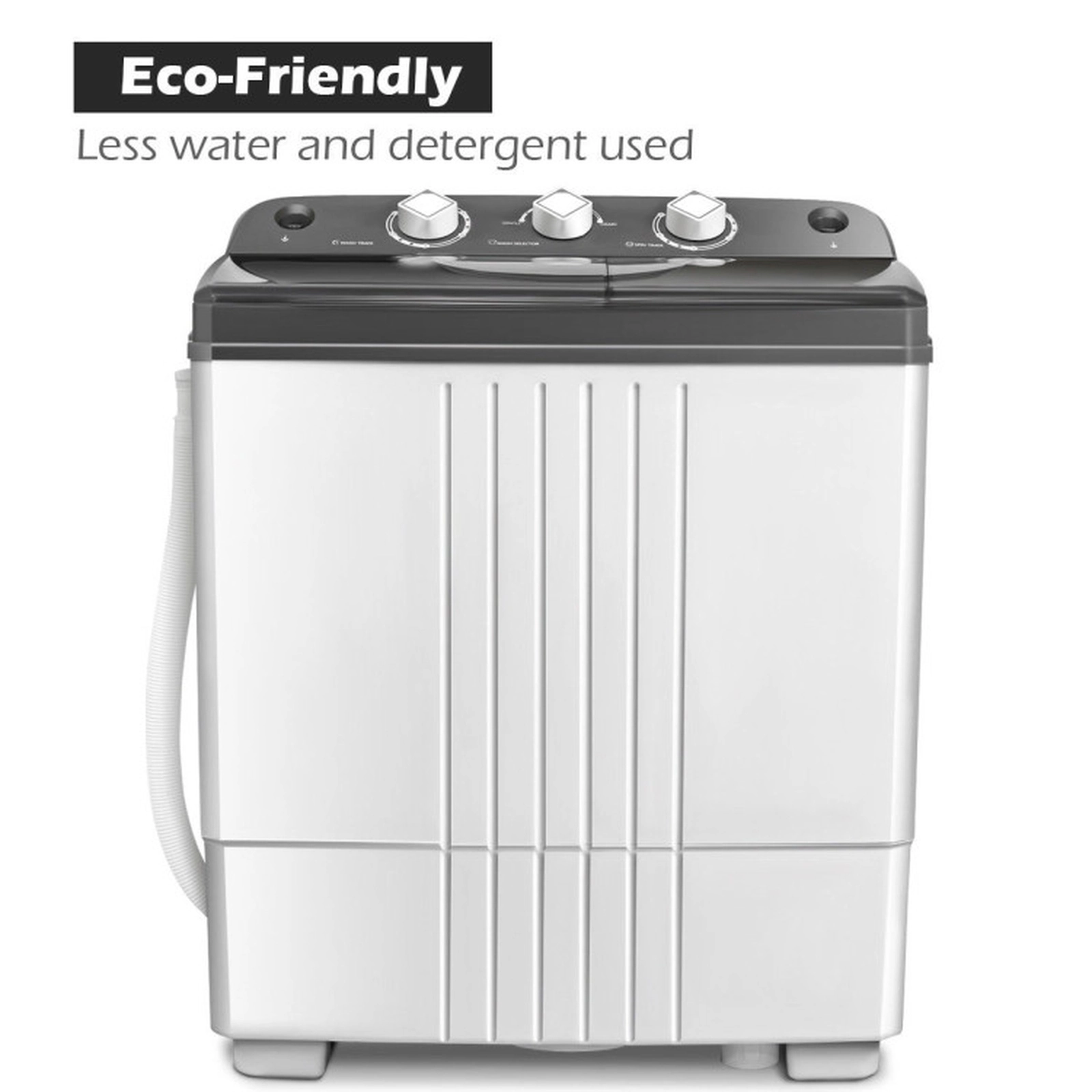 SUGIFT 20-lb Semi-Automatic Twin-Tub Washing Machine 12-lb Washer 8-lb Spinner 25-in Wide Compact Black/Blue/Gray