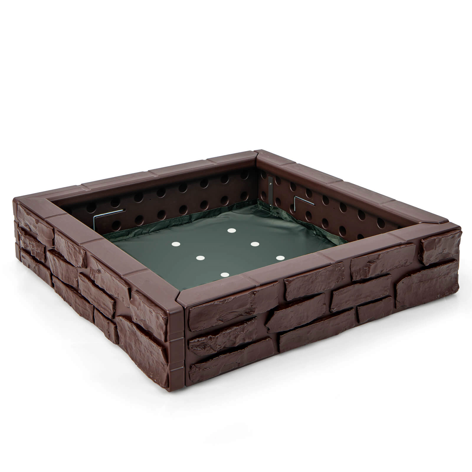 SUGIFT Brown Oxford Cover and Bottom Liner 2-in-1 HDPE Kids Sandbox