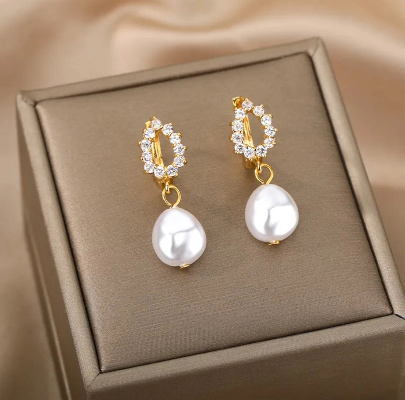 DressAtR Women's Zircon 18K Gold Plated Drop Earrings