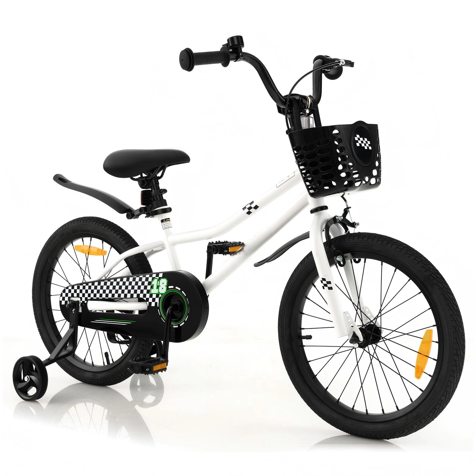 SUGIFT 18-in Kids Bicycle with Hand and Coaster Brakes 99-lb Capacity Ages 4-8 Blue/White/Red/White & Black/Navy