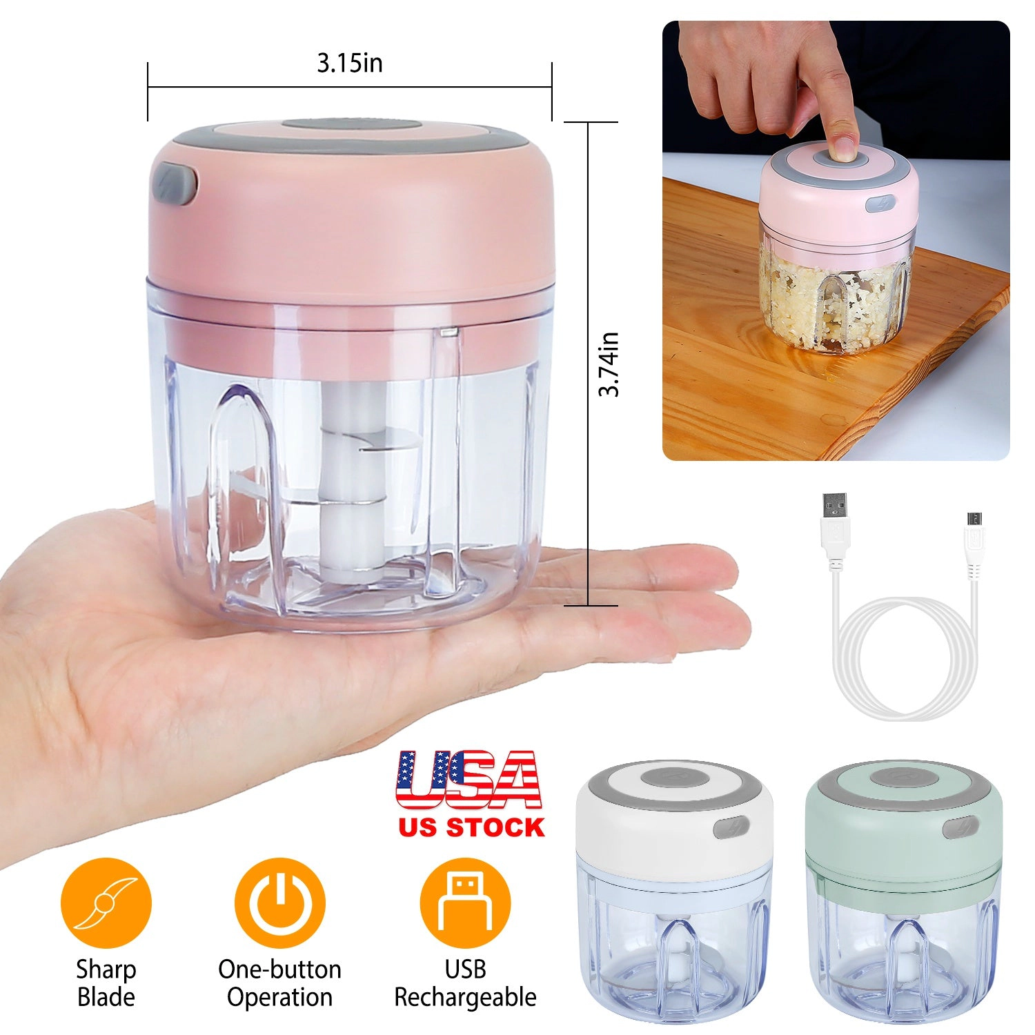 GBruno Rechargeable Electric Garlic Chopper