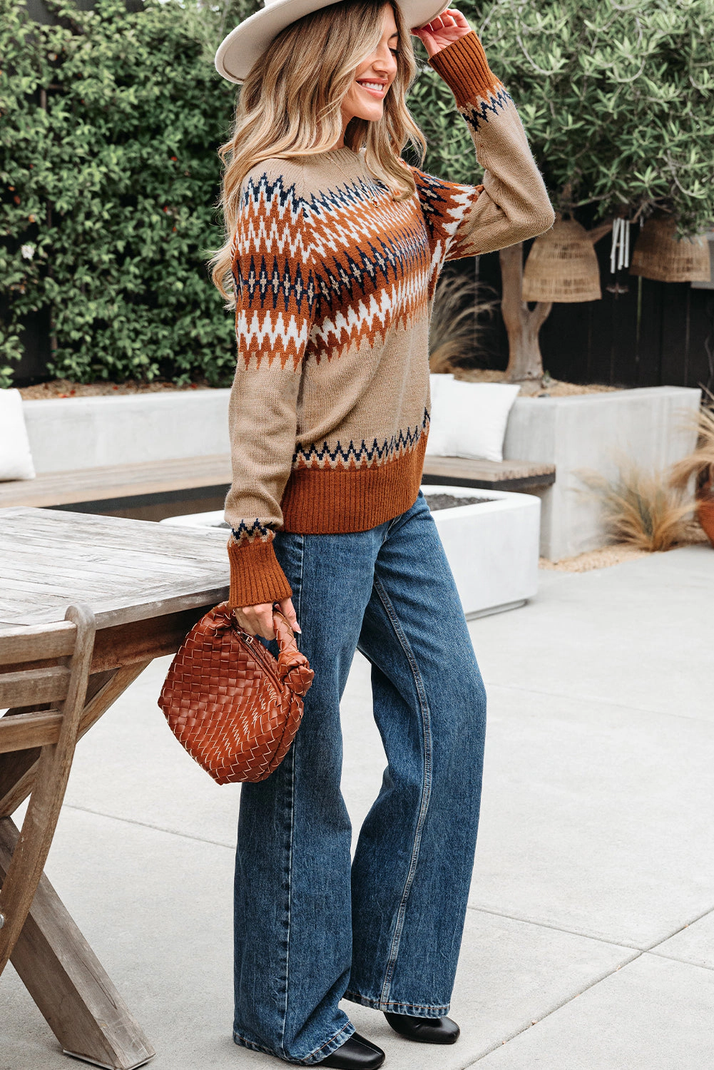 Threaded Pear Women's Eva Aztec Crew Neck Sweater