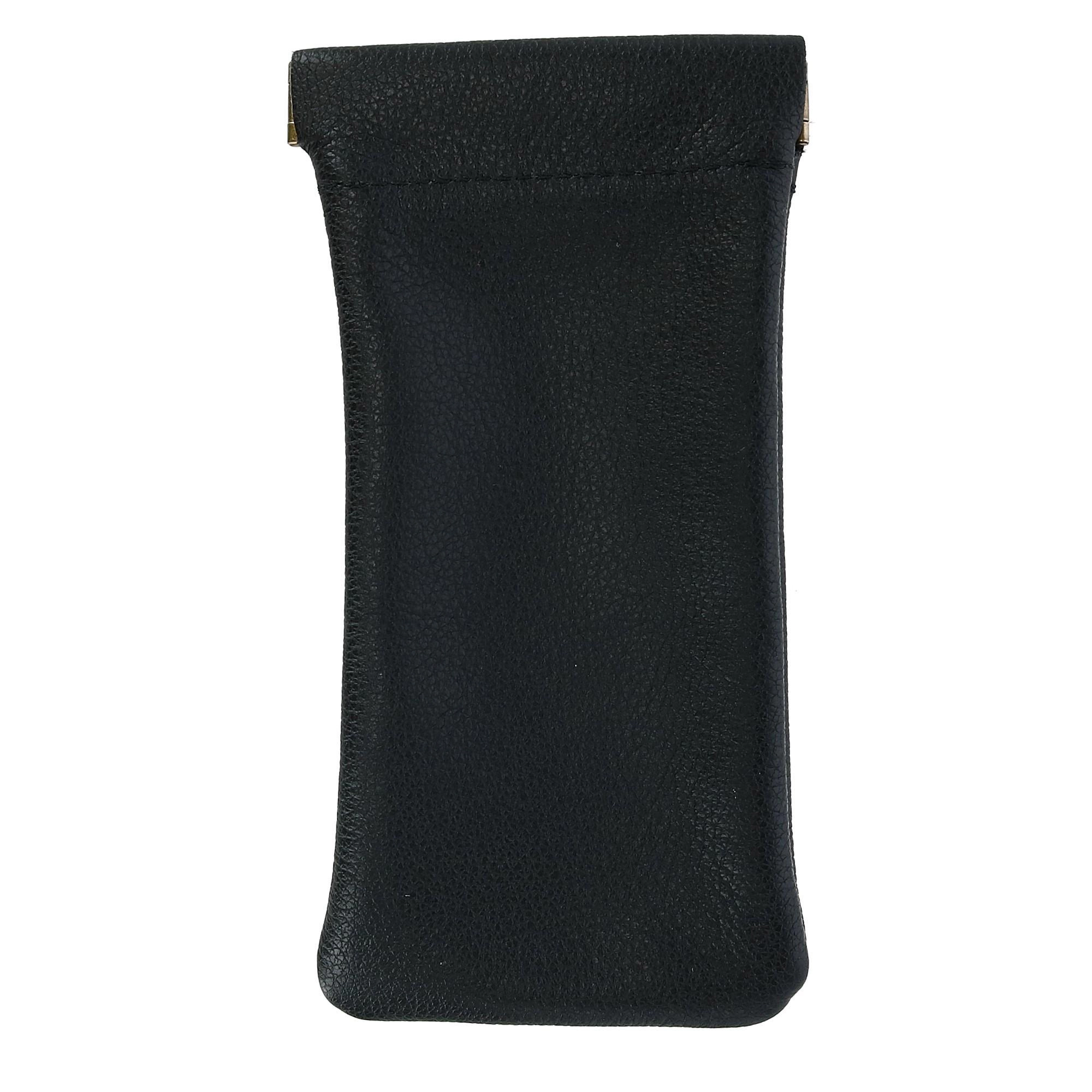 CTM Leather Push Mouth Pebble Grain Eyeglass Holder