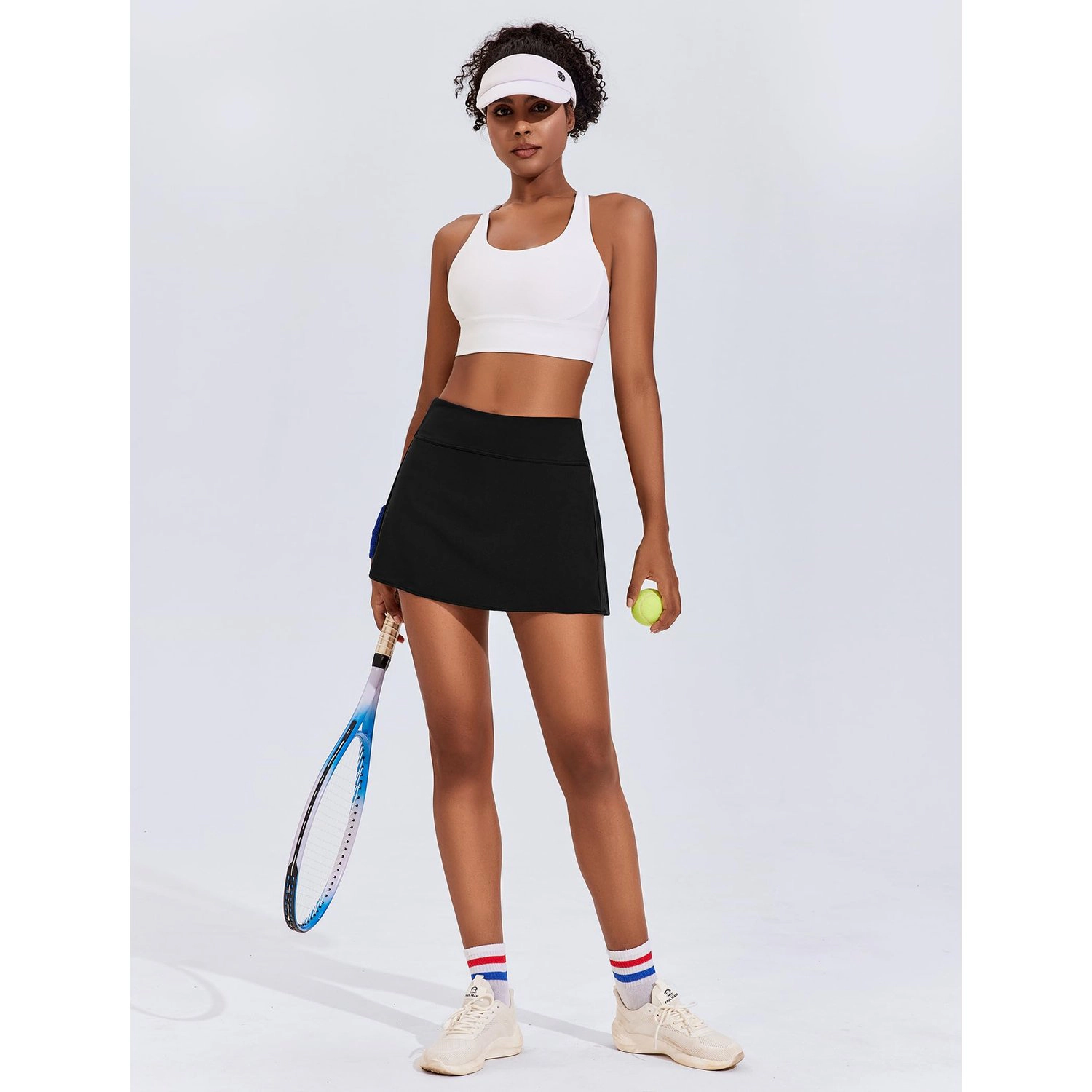 Pinspark Womens Solid High Waist Skorts Golf Tennis Skirt Athletic Casual Shorts