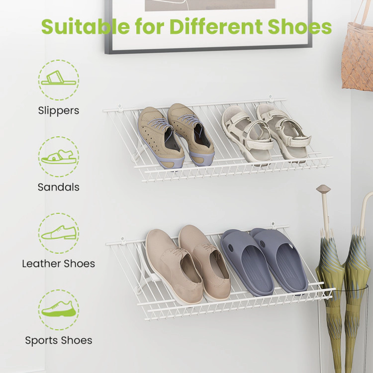 Hivvago Closet Shelves Wall Mounted Set of 2 Metal Wire Shoe Racks