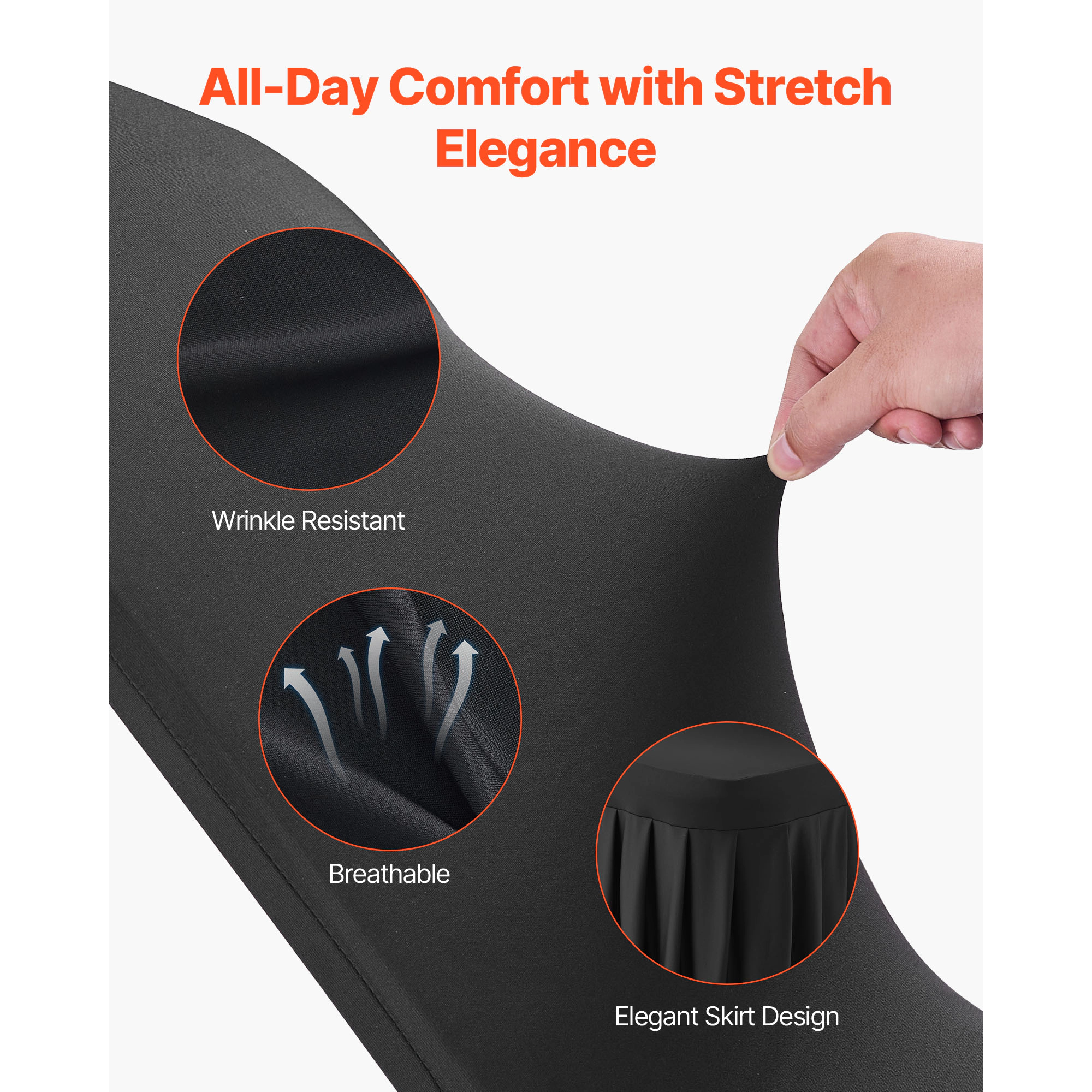 HONGGE Chair Covers Polyester Spandex Cover Stretch Slipcovers for Wedding Party Dining Banquet Flat-Front