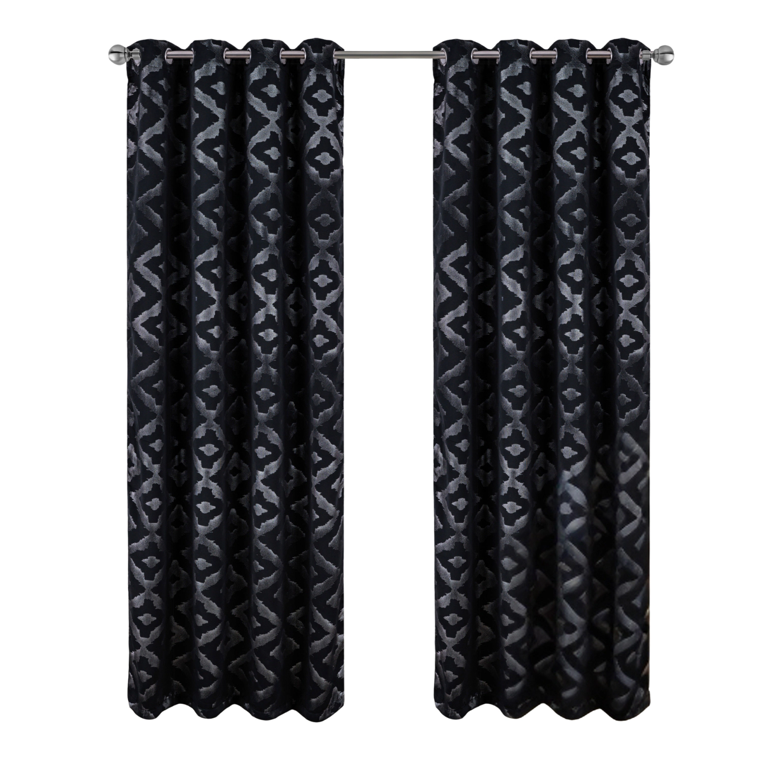 RT Designers Collection Heathrow Halo Foil Blackout Polyester Window Curtain Grommet Panel 52" x 84" Black