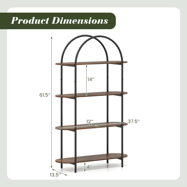 Hivvago 4-Tier Open Bookcase with Sturdy Metal Frame for Living Room