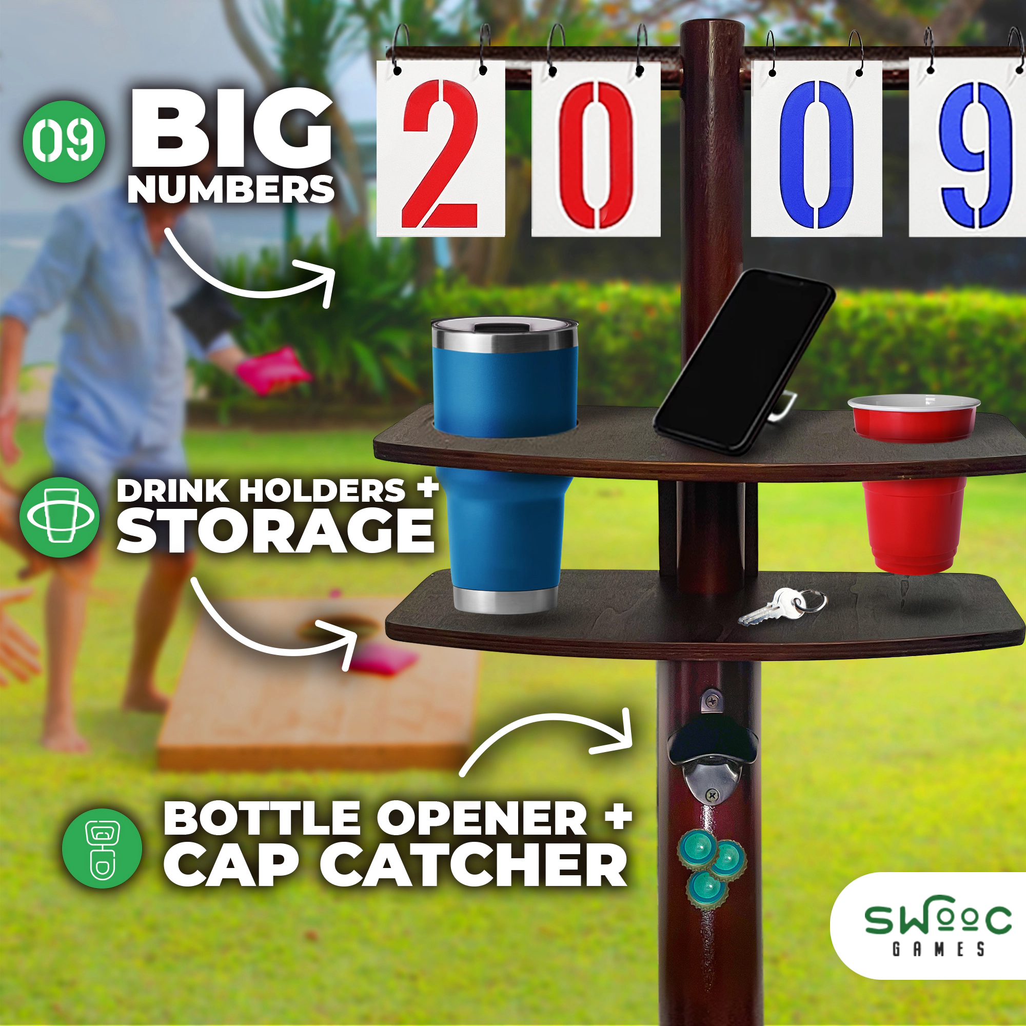 Swooc Games | Cornhole Score Keeper and Other Yard Games