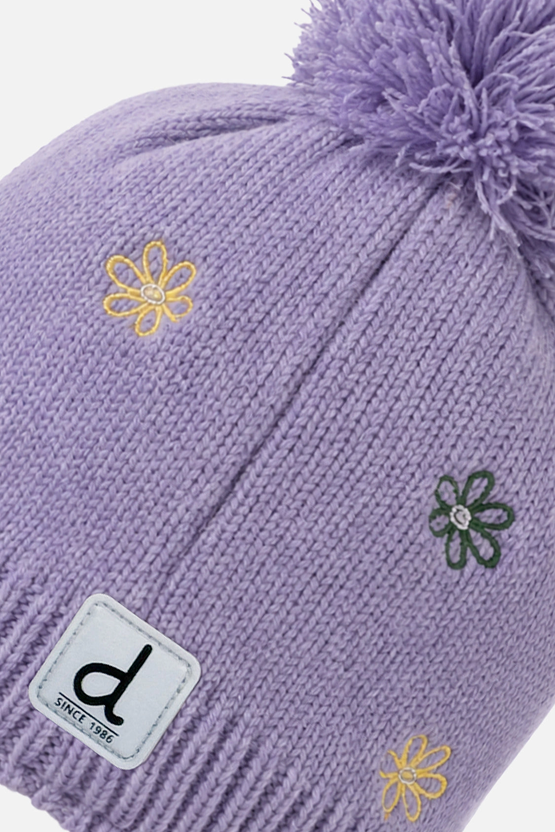 Deux par Girls Embroidered Floral Winter Peruvian Knit Hat with Pompom