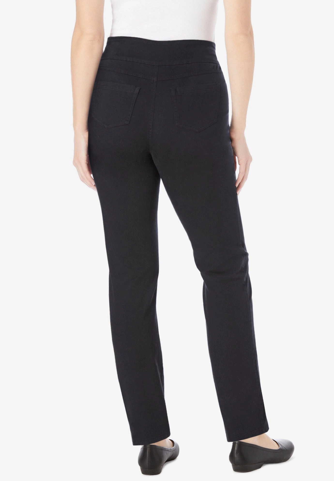 Woman Within Plus Flex-Fit Pull-On Straight-Leg Gap-Free Stretch Denim Jeans