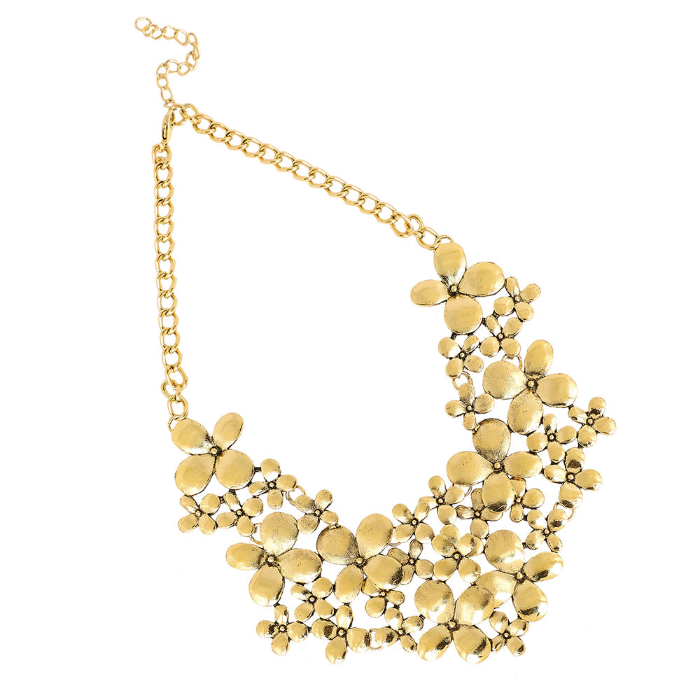 SOHI Women's Purple Cluster Flora Statement Necklace