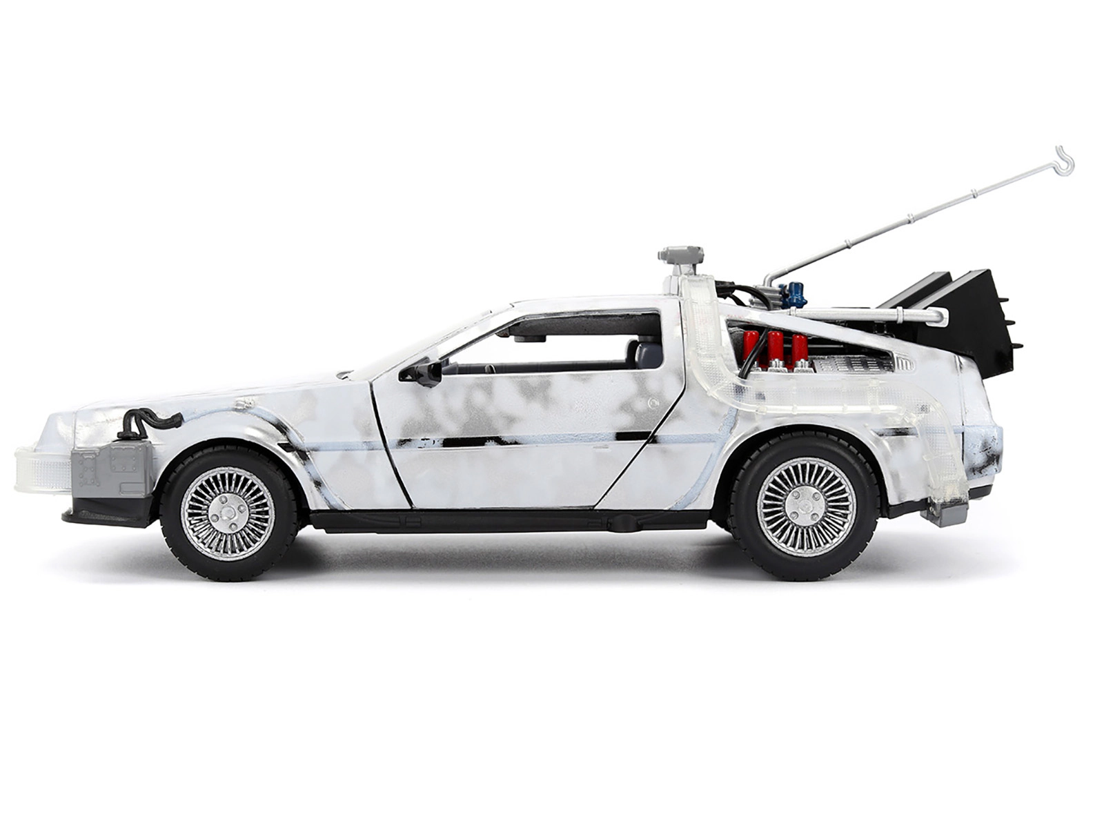Jada DMC DeLorean Time Machine Brushed Metal (Frost Version) with Lights "Back to the Future" (1985) Movie
