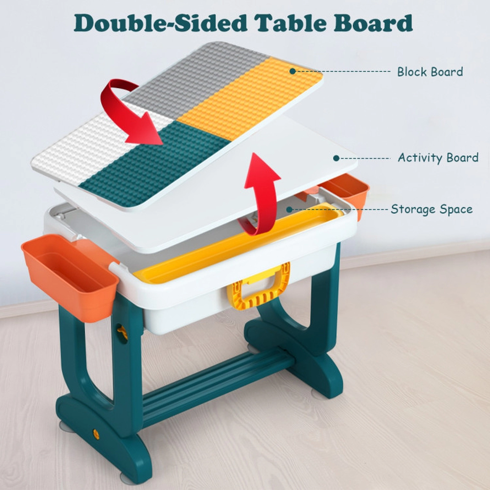 SUGIFT 5-in-1 Kids Activity Table and Chair Set with Double-Sided Top 220-lb Capacity Ages Over 3 As Shown PP PE ABS