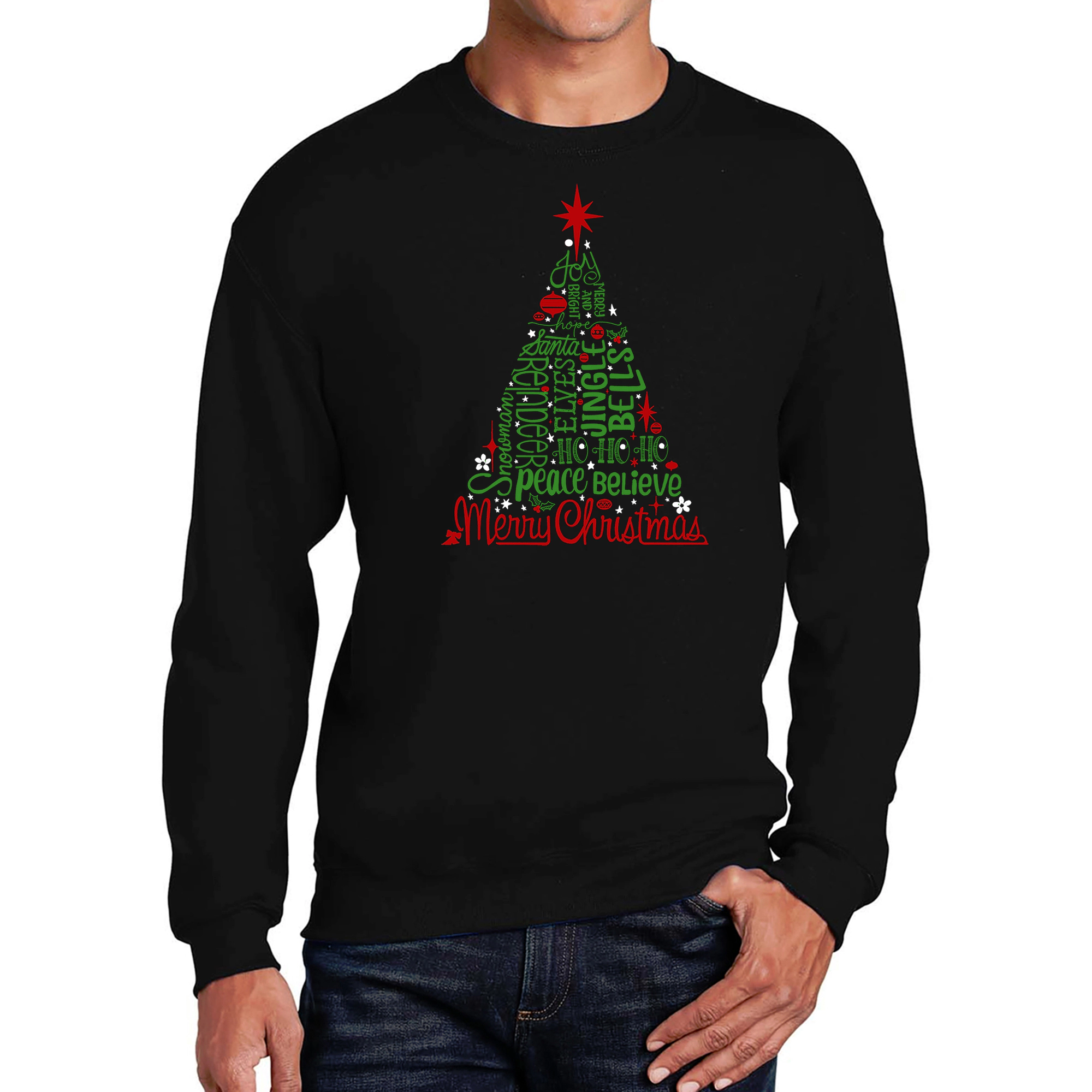 LA Pop Art Holiday Christmas Tree - Men's Word Crew Sweatshirt