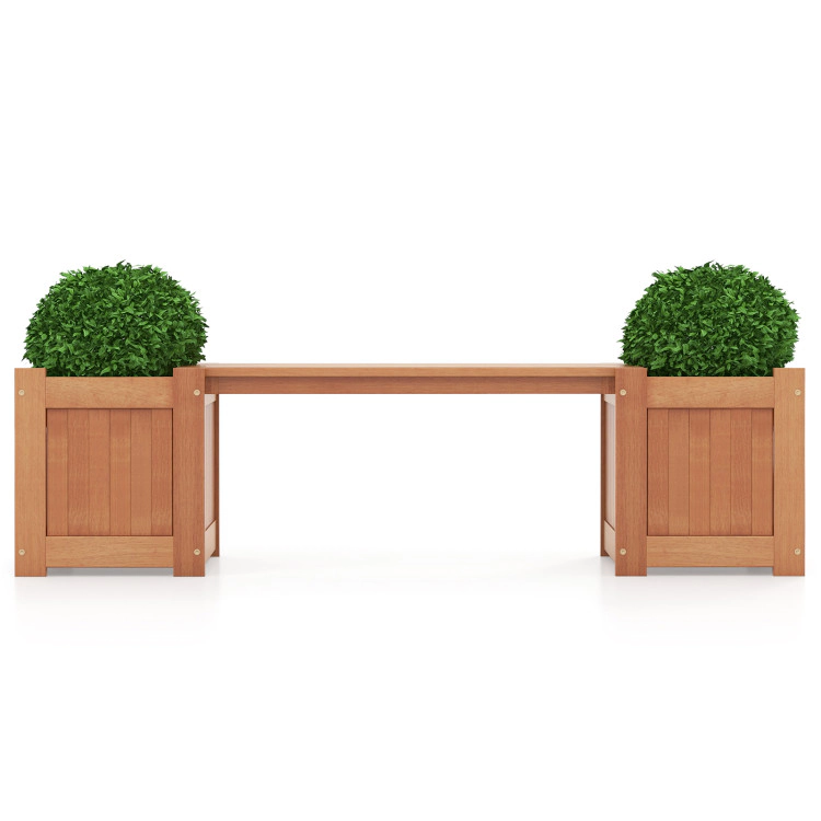 Hivvago Wood Planter Box with Bench for Garden Yard Balcony