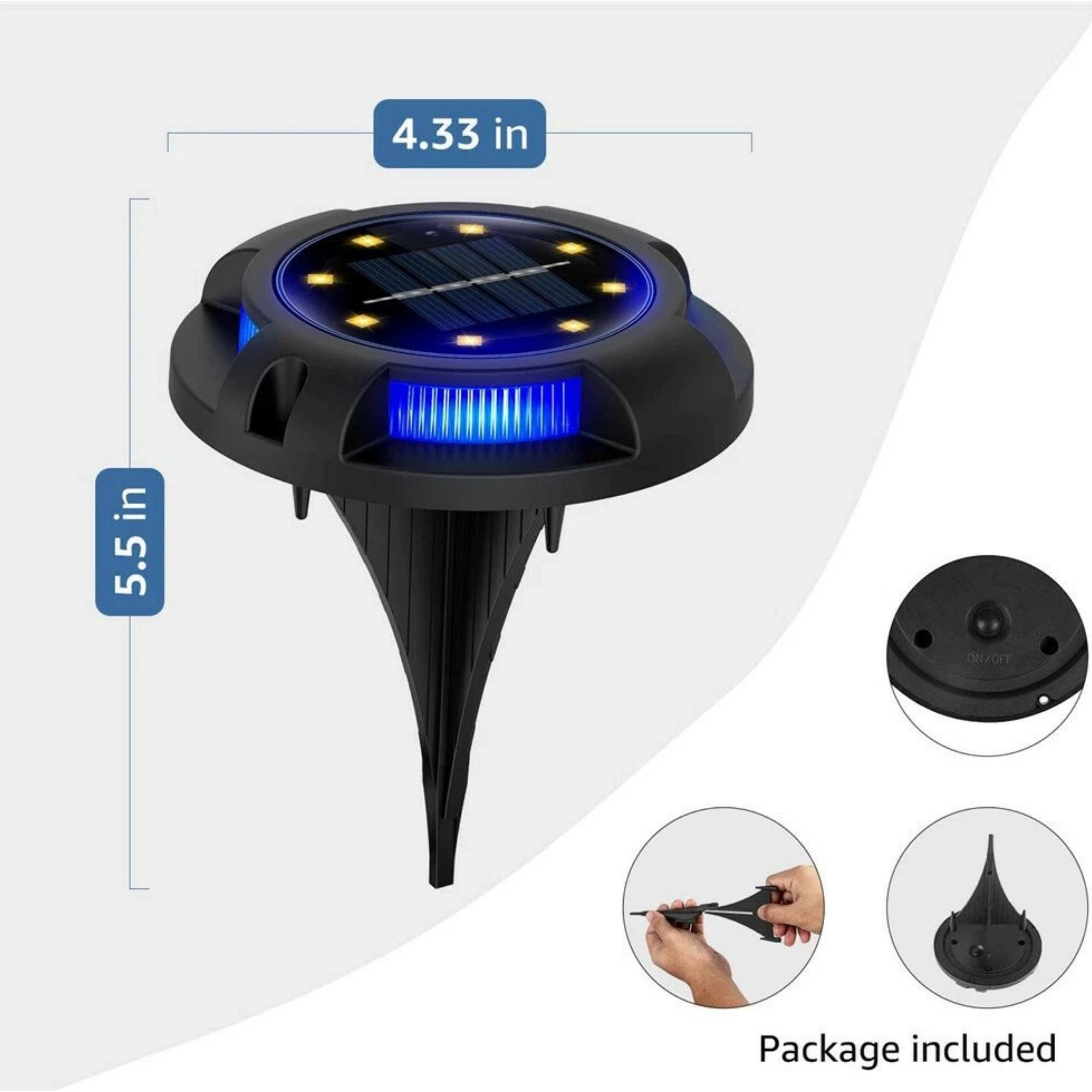 Home Collection 12 LED Solar Outdoor Ground Disk Lights 4 Pack