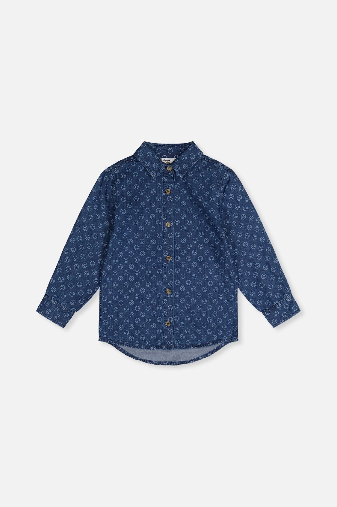 Deux par Deux Boys Smiley Print Chambray Shirt