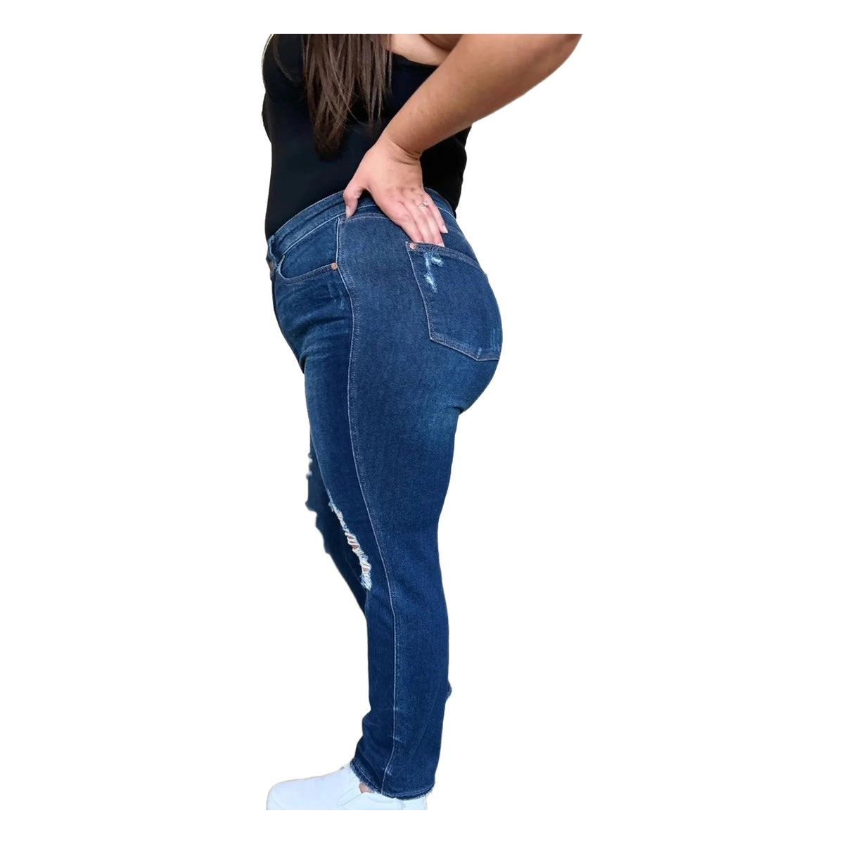 Judy Blue Full High Waist Rigid Magic Heavy Destroy Straight Jeans
