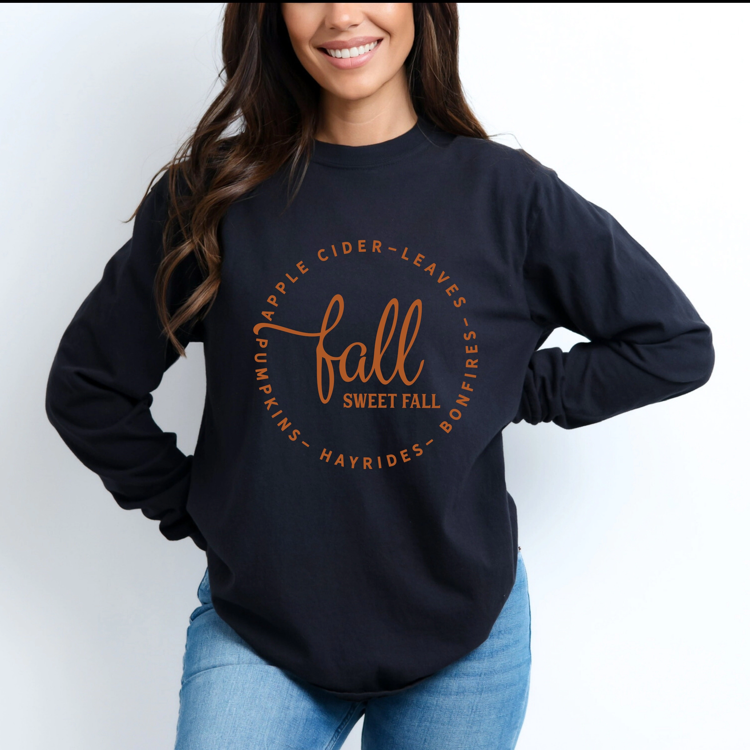 Simply Sage Market - Fall Sweet Women's Garment Dyed Long Sleeve Graphic T-Shirt