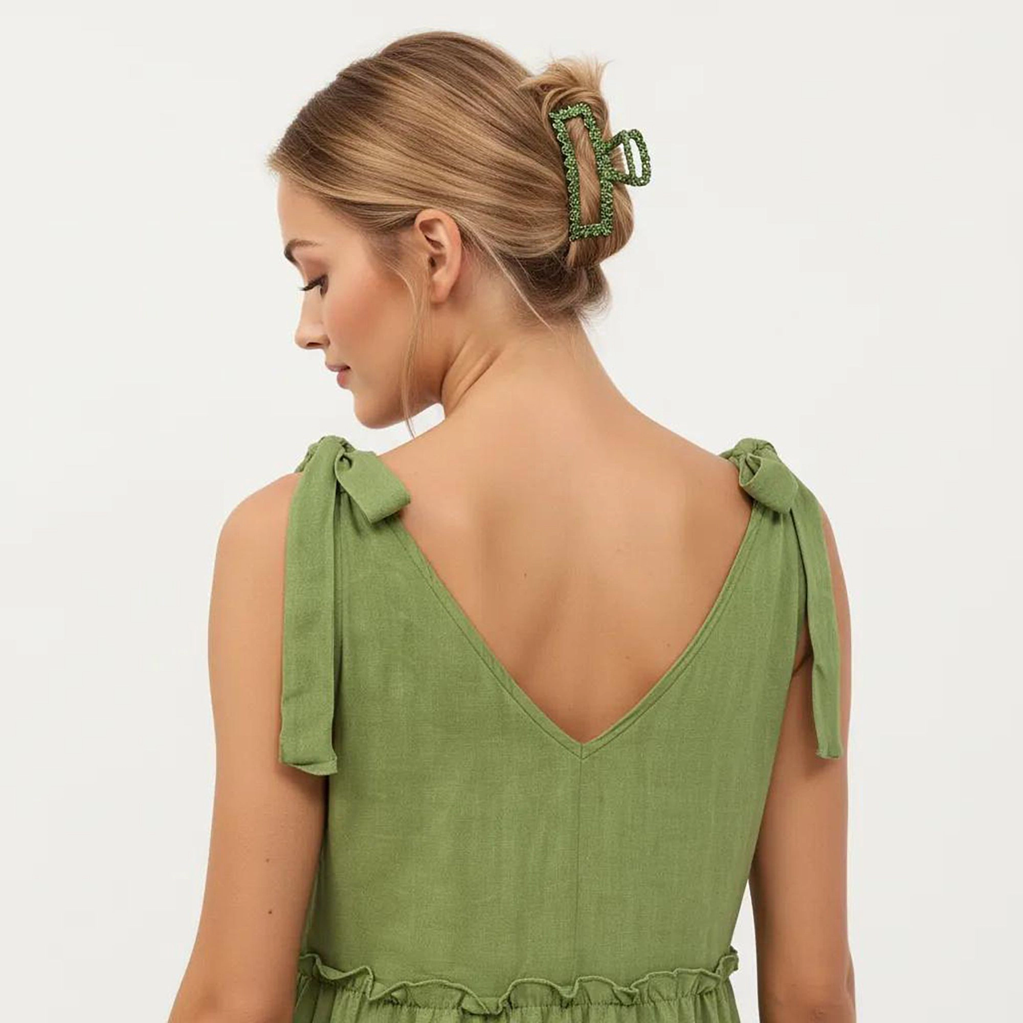 Anna-Kaci Women's Sleeveless Tiered V Neck Shoulder Tie Detail Midi Dress