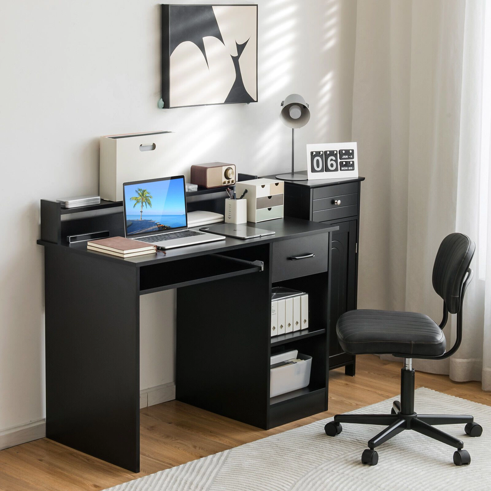 SlickBlue Computer Desk with Drawer and Adjustable Shelf
