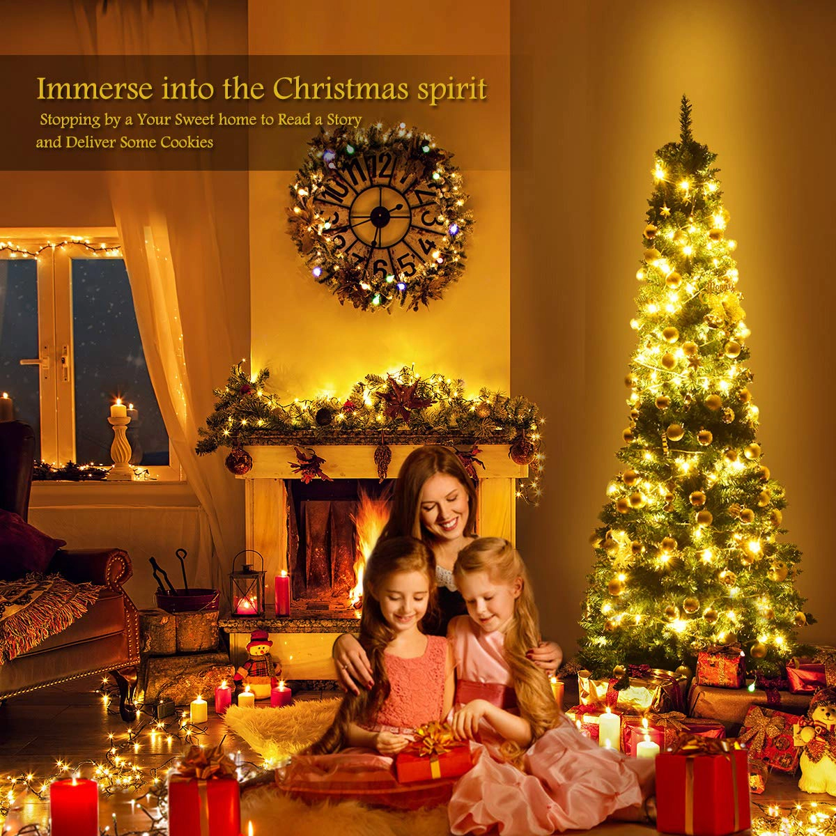 Glintex 7-Ft Slim Pencil Christmas Tree with 700 Tips and Sturdy Iron Base, Green