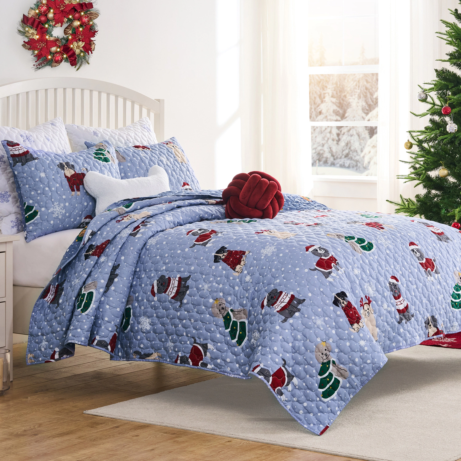 Greenland Home Fashion Winter Whiskers 100% Microfiber Shell Polyester Fill Quilt Set 2 Piece