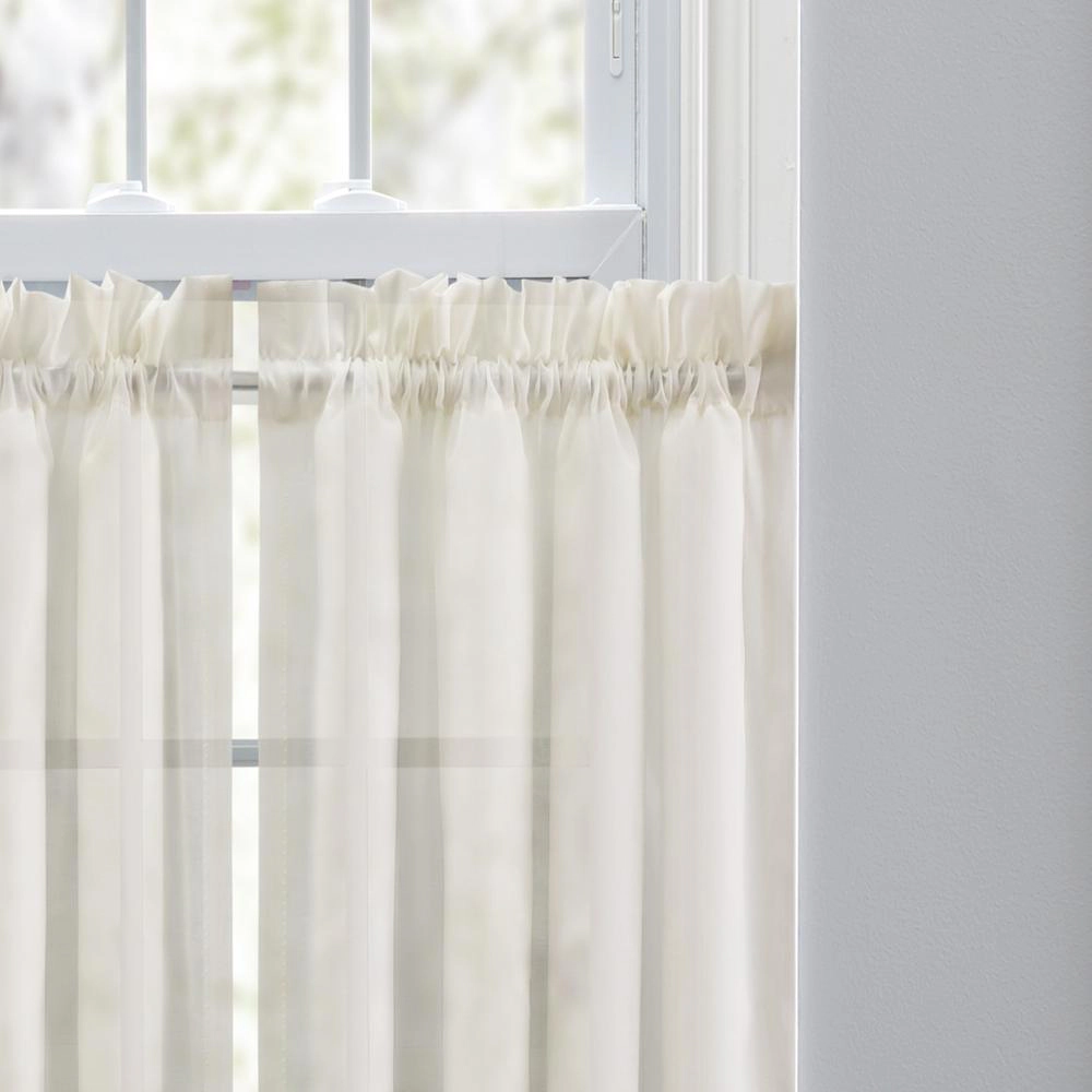 Ellis Curtain Cotton Voile 1.5 Rod Pocket Tailo Tier Pair for Windows