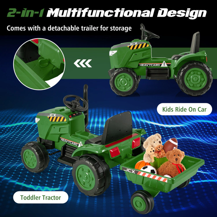 Hivvago 12V Kids Ride On Tractor with Trailer and Remote Control