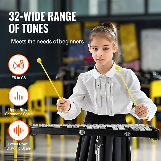 HONGGE Glockenspiel Xylophone Bell Kit, Professional Percussion Instrument Set with Mallets