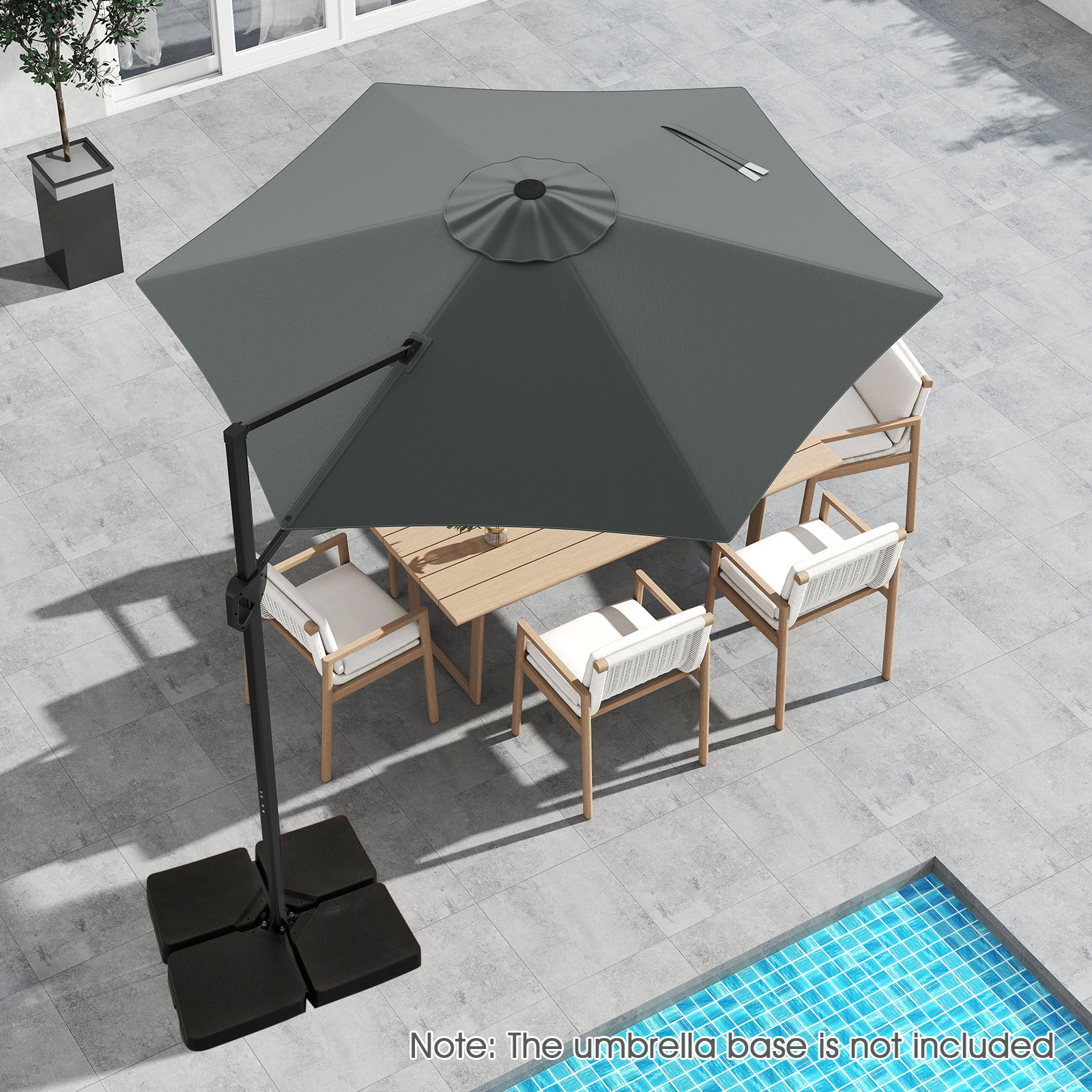 SUGIFT 9-ft Gray Offset Cantilever Hanging Patio Umbrella with Vented Top and Reinforced Rib Pockets